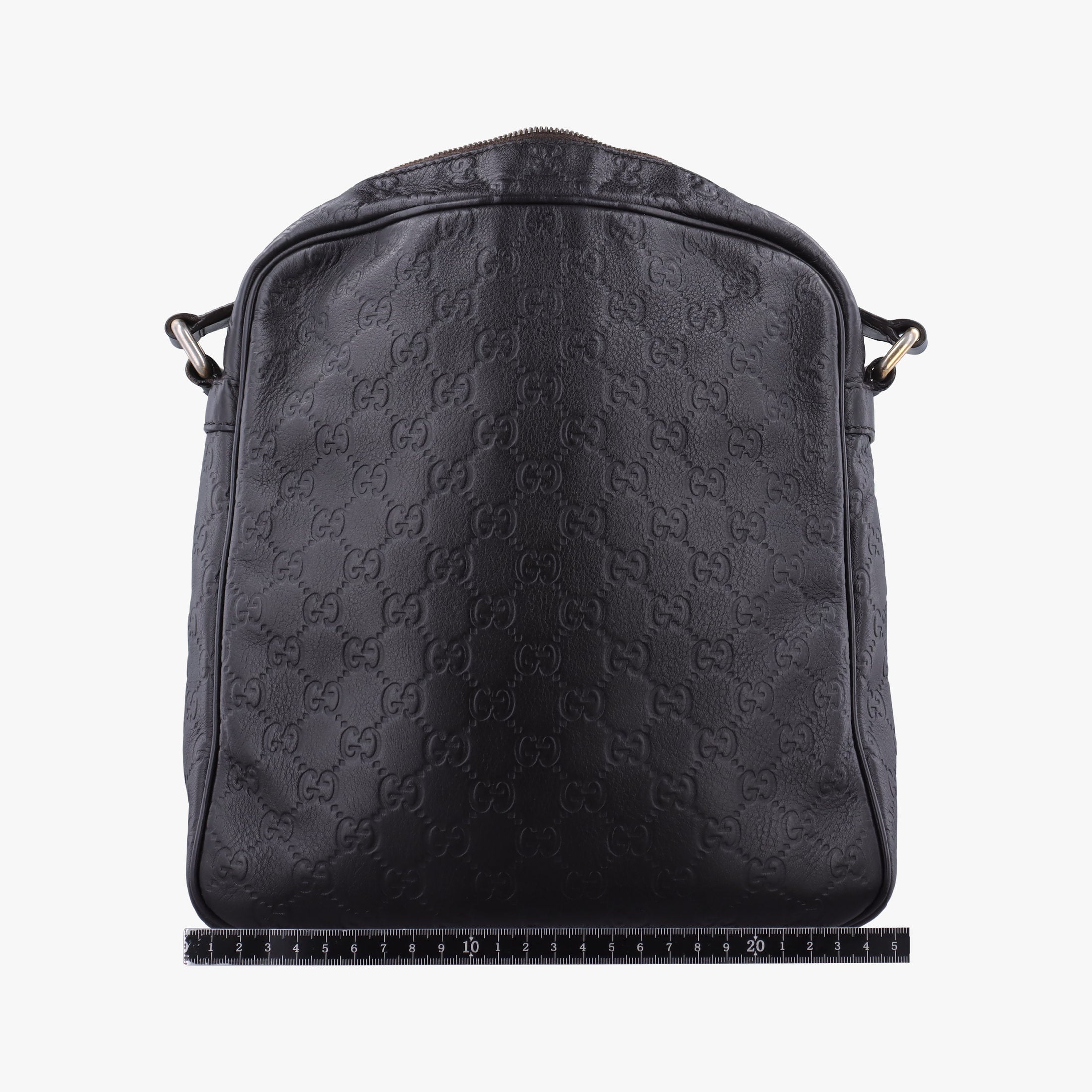 Pre-owned Gucci Guccissima Messenger Black Leather 201448 shoulderbag | stylenewstar