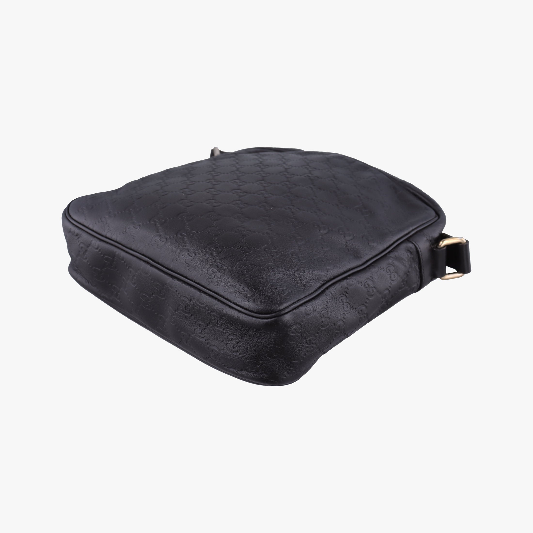 Pre-owned Gucci Guccissima Messenger Black Leather 201448 shoulderbag | stylenewstar