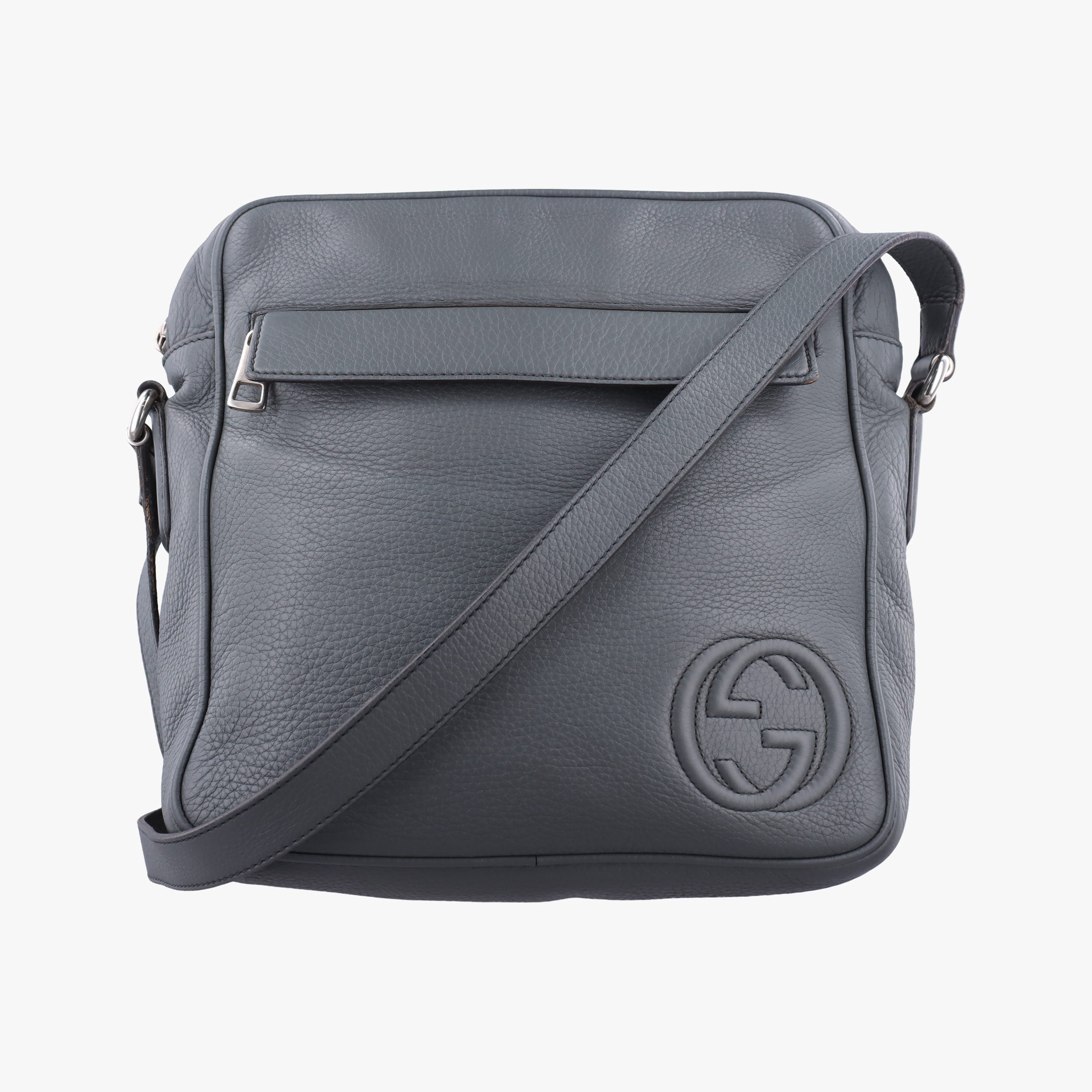Secondhand Gucci Interlocking G Logo Soho Messenger Grey Leather 337084 shoulderbag | stylenewstar