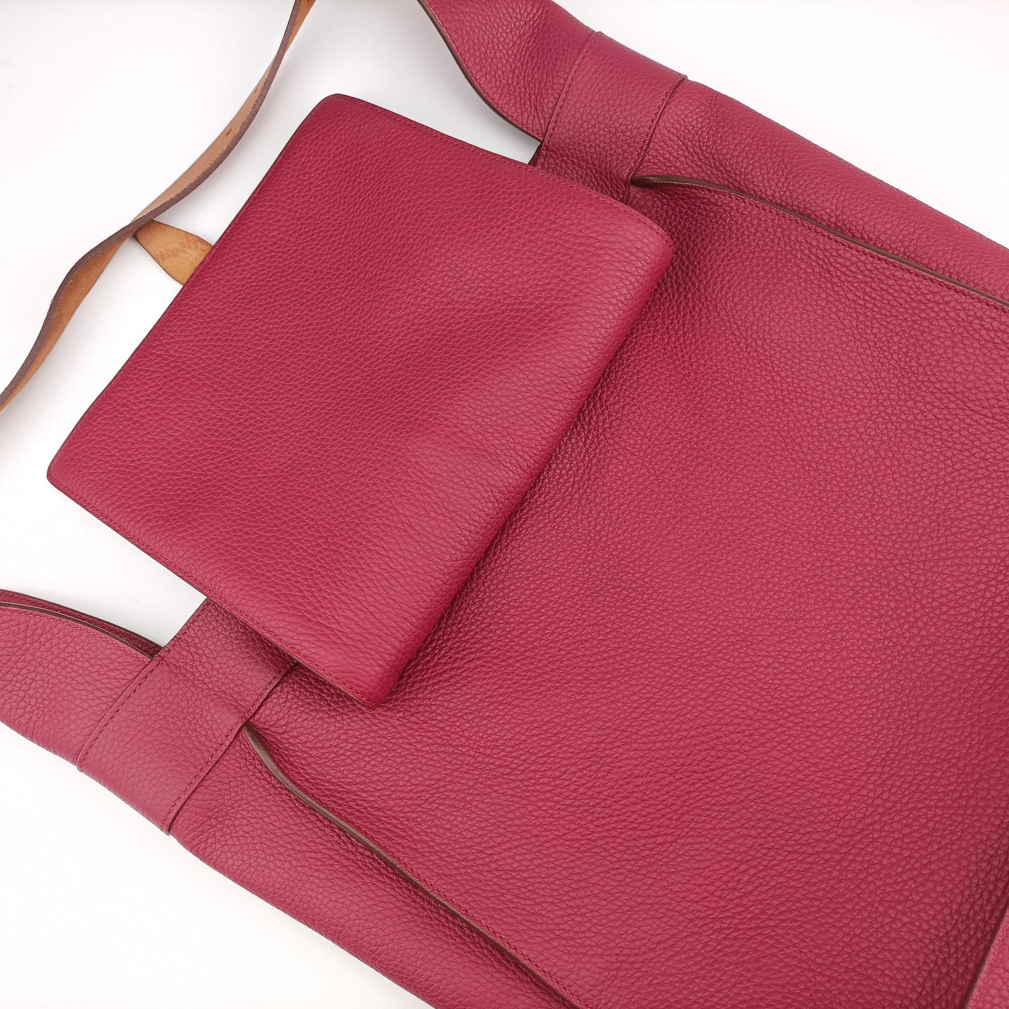 Pre-owned Hermes Marwari Raspberry Clemence Leather  shoulderbag | stylenewstar