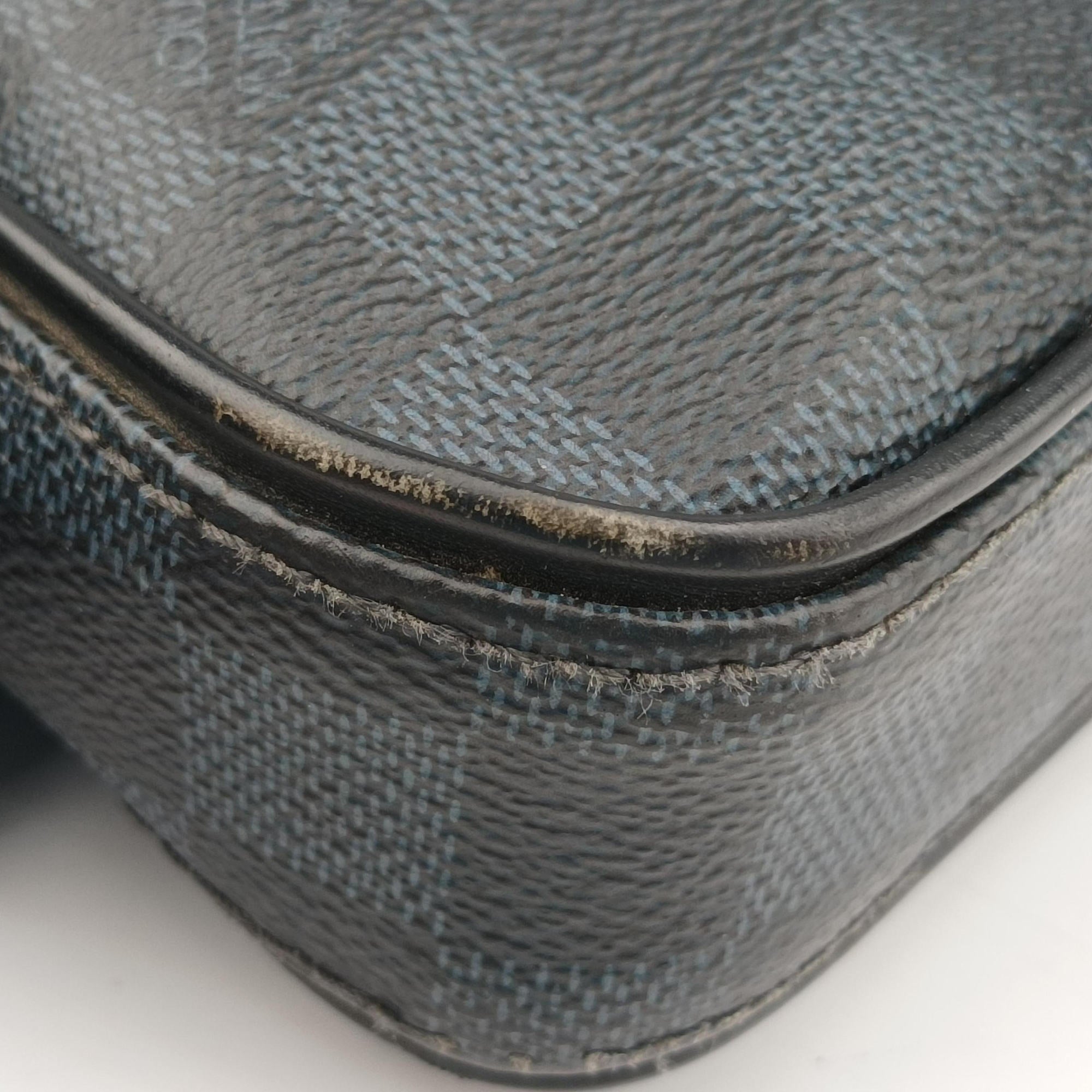 Pre-owned Louis Vuitton Dandy MM Cobalt Damier Coated Canvas × Leather N63298 handbag | stylenewstar