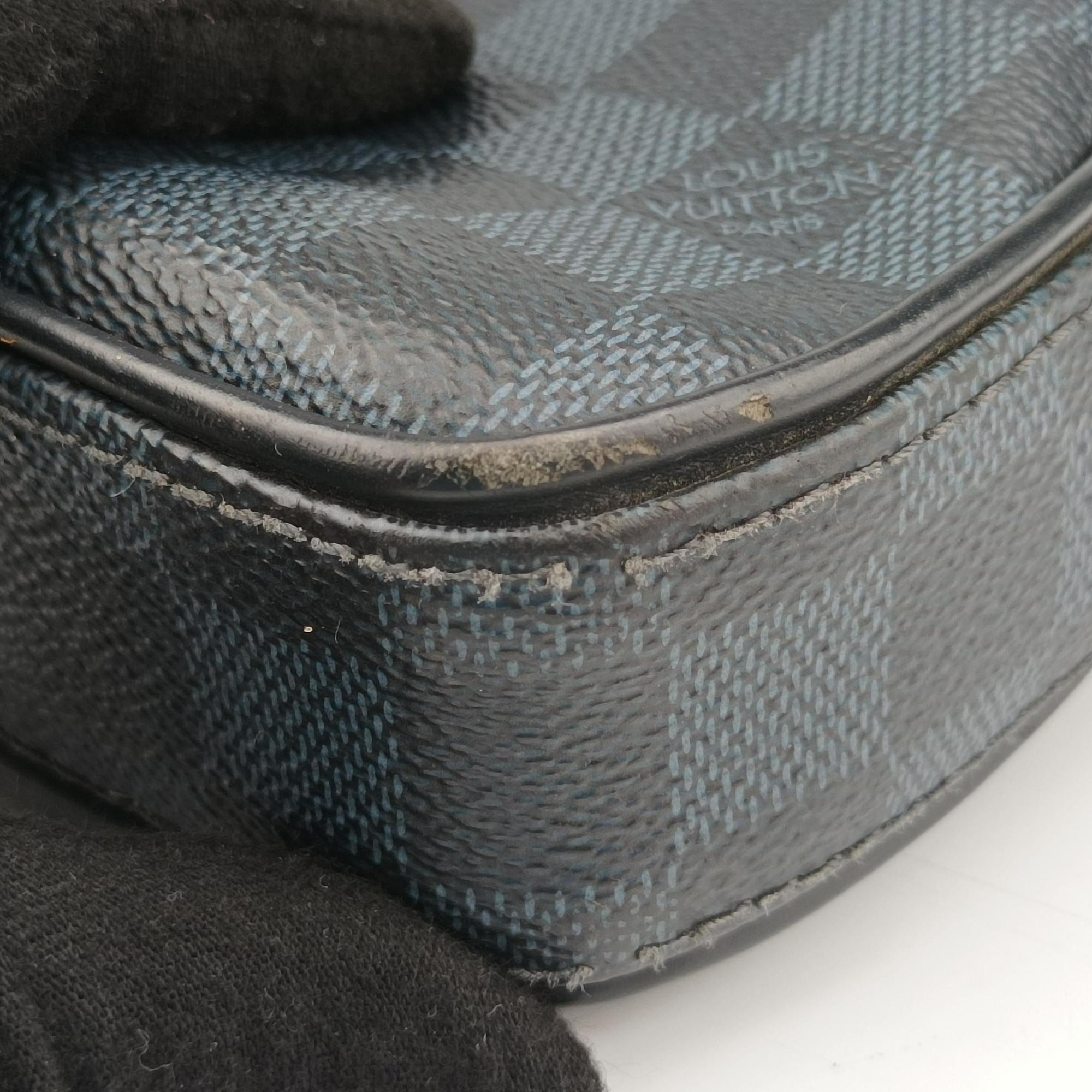 Pre-owned Louis Vuitton Dandy MM Cobalt Damier Coated Canvas × Leather N63298 handbag | stylenewstar