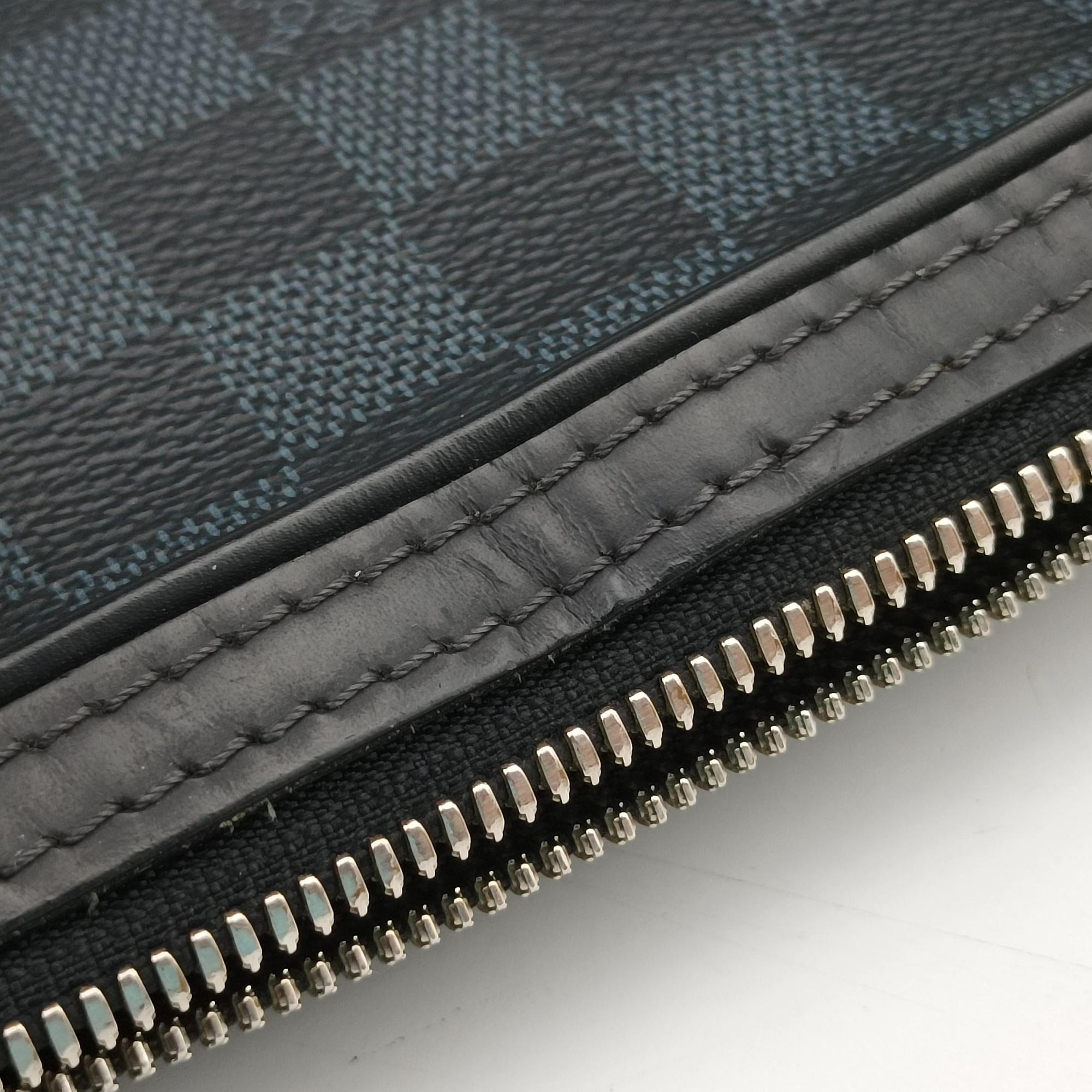 Pre-owned Louis Vuitton Dandy MM Cobalt Damier Coated Canvas × Leather N63298 handbag | stylenewstar
