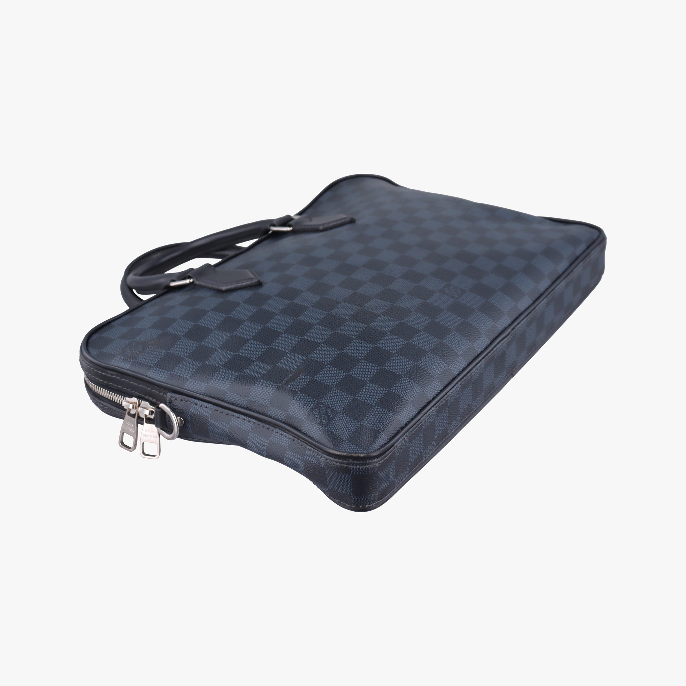 Pre-owned Louis Vuitton Dandy MM Cobalt Damier Coated Canvas × Leather N63298 handbag | stylenewstar