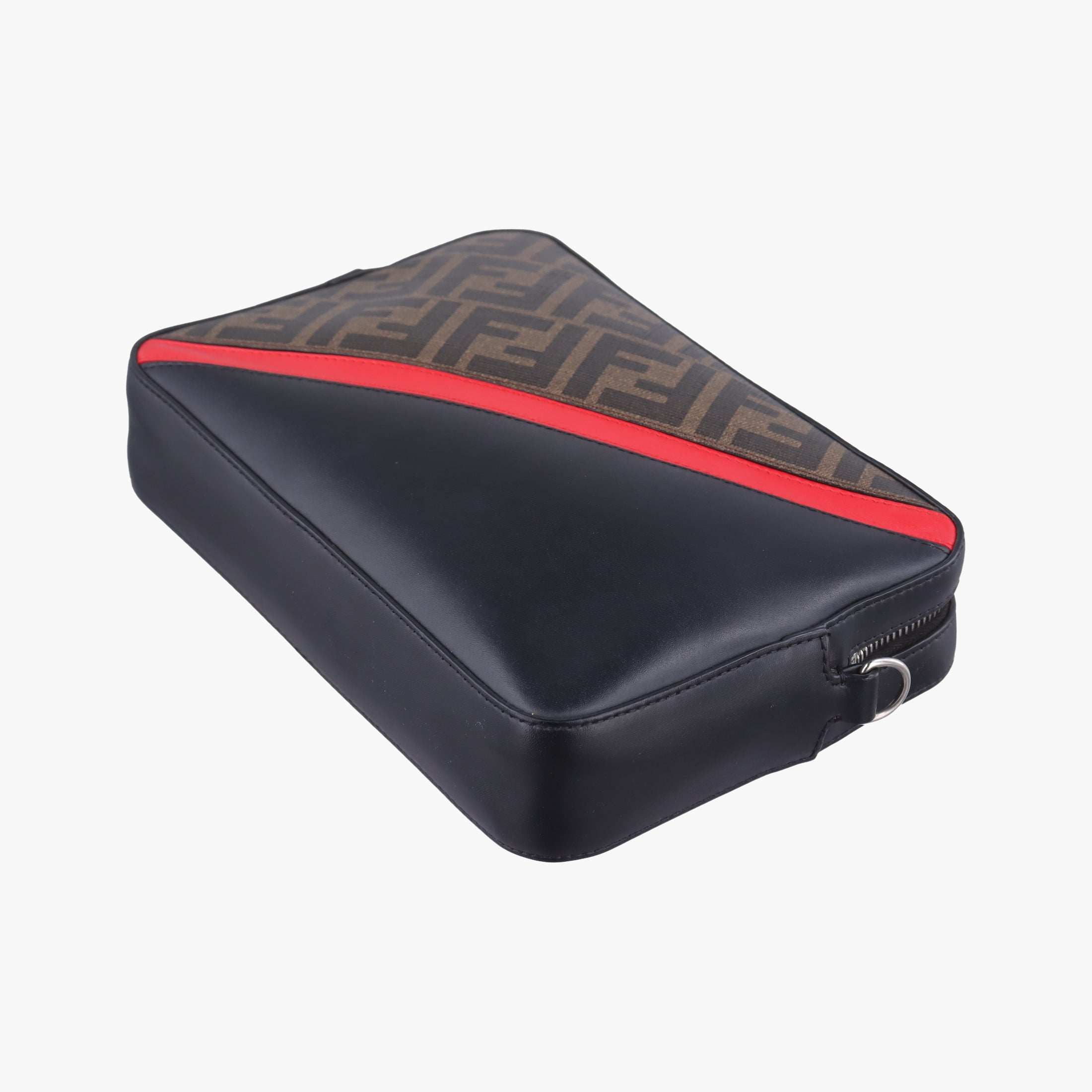 Pre-owned Fendi Camera case Brown × Black × Red PVC Coated Canvas × Leather 7M0286 shoulderbag | stylenewstar