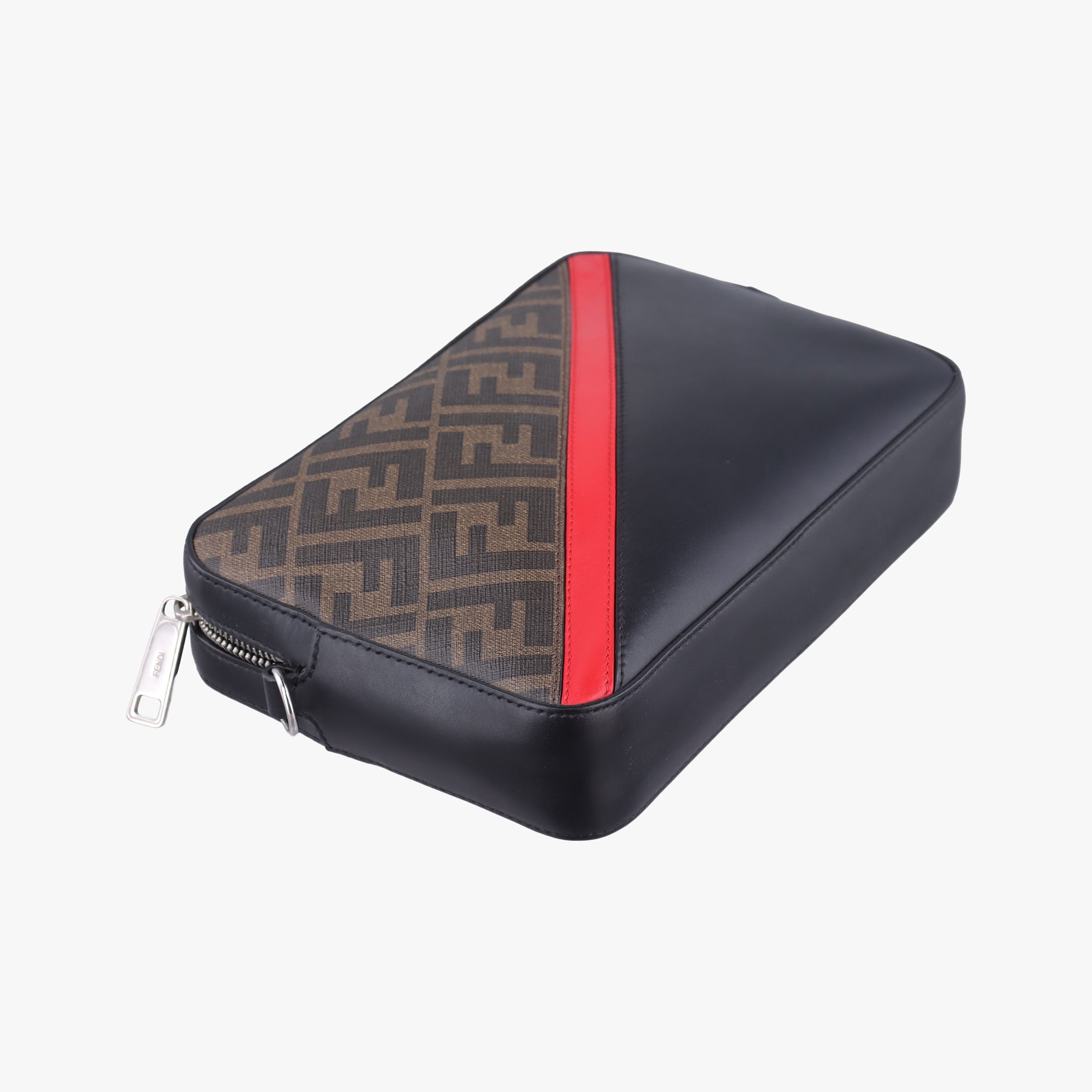 Pre-owned Fendi Camera case Brown × Black × Red PVC Coated Canvas × Leather 7M0286 shoulderbag | stylenewstar