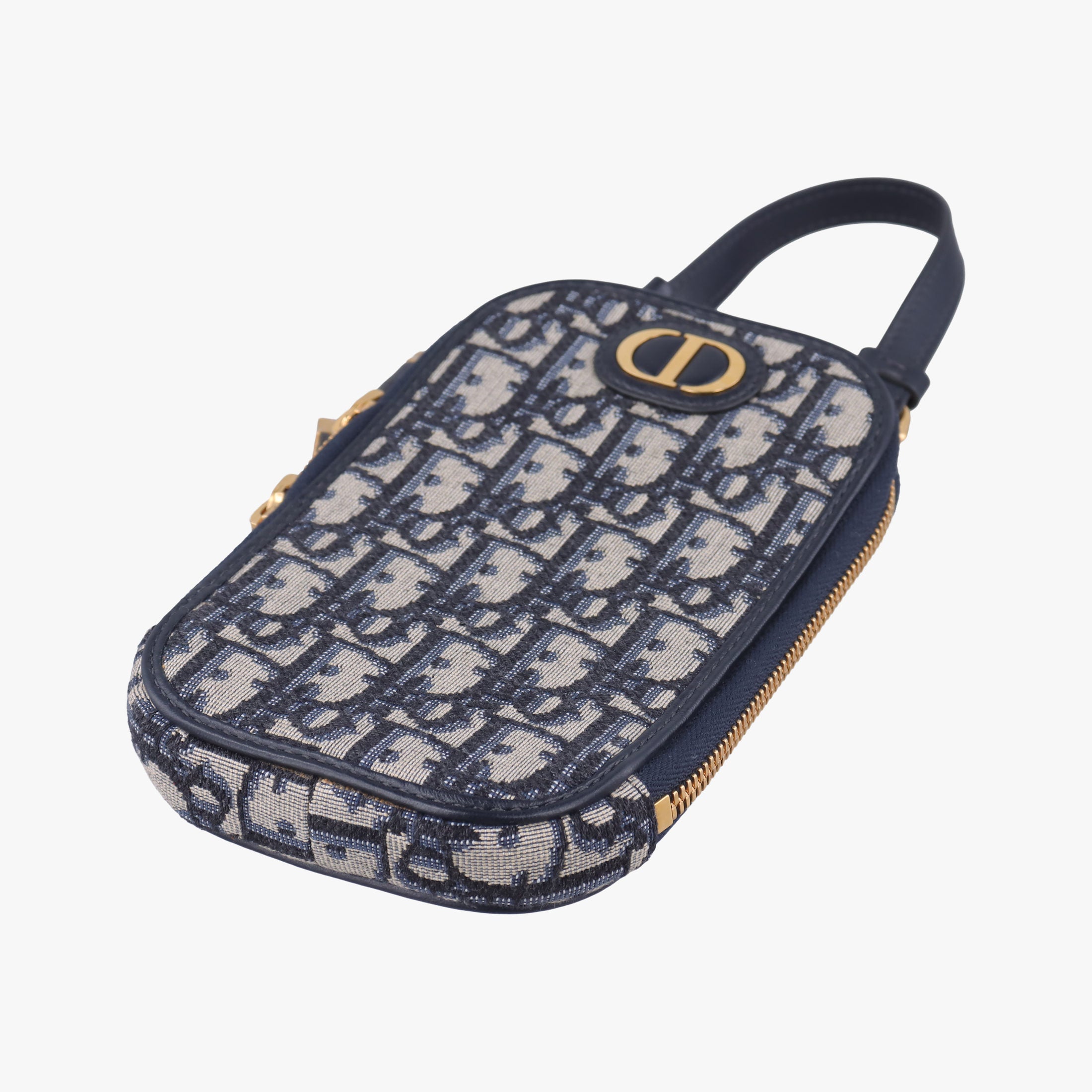 Secondhand Christian Dior Oblique 30 Montaigne Phone Holder Navy Oblique jacquard  shoulderbag | stylenewstar