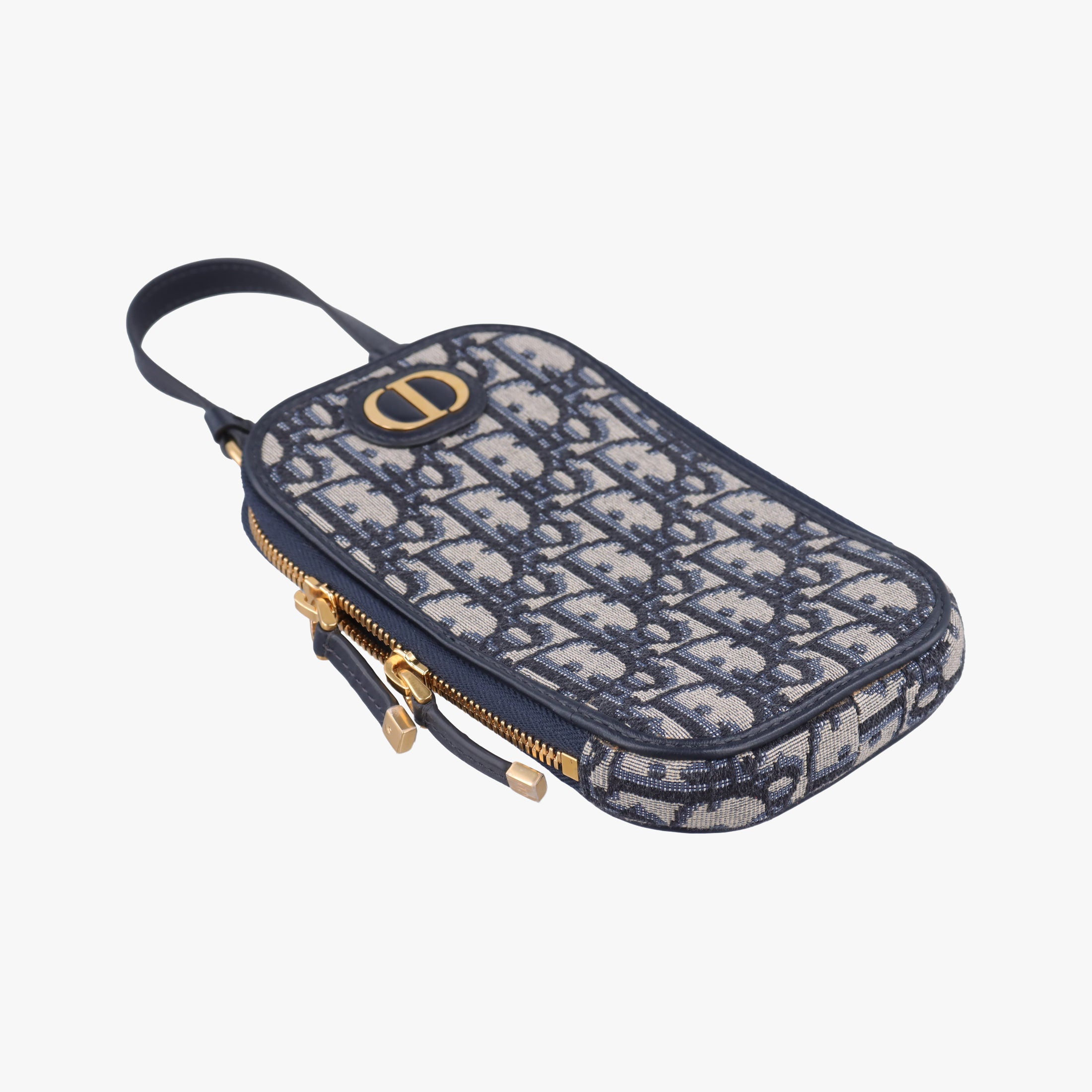 Secondhand Christian Dior Oblique 30 Montaigne Phone Holder Navy Oblique jacquard  shoulderbag | stylenewstar