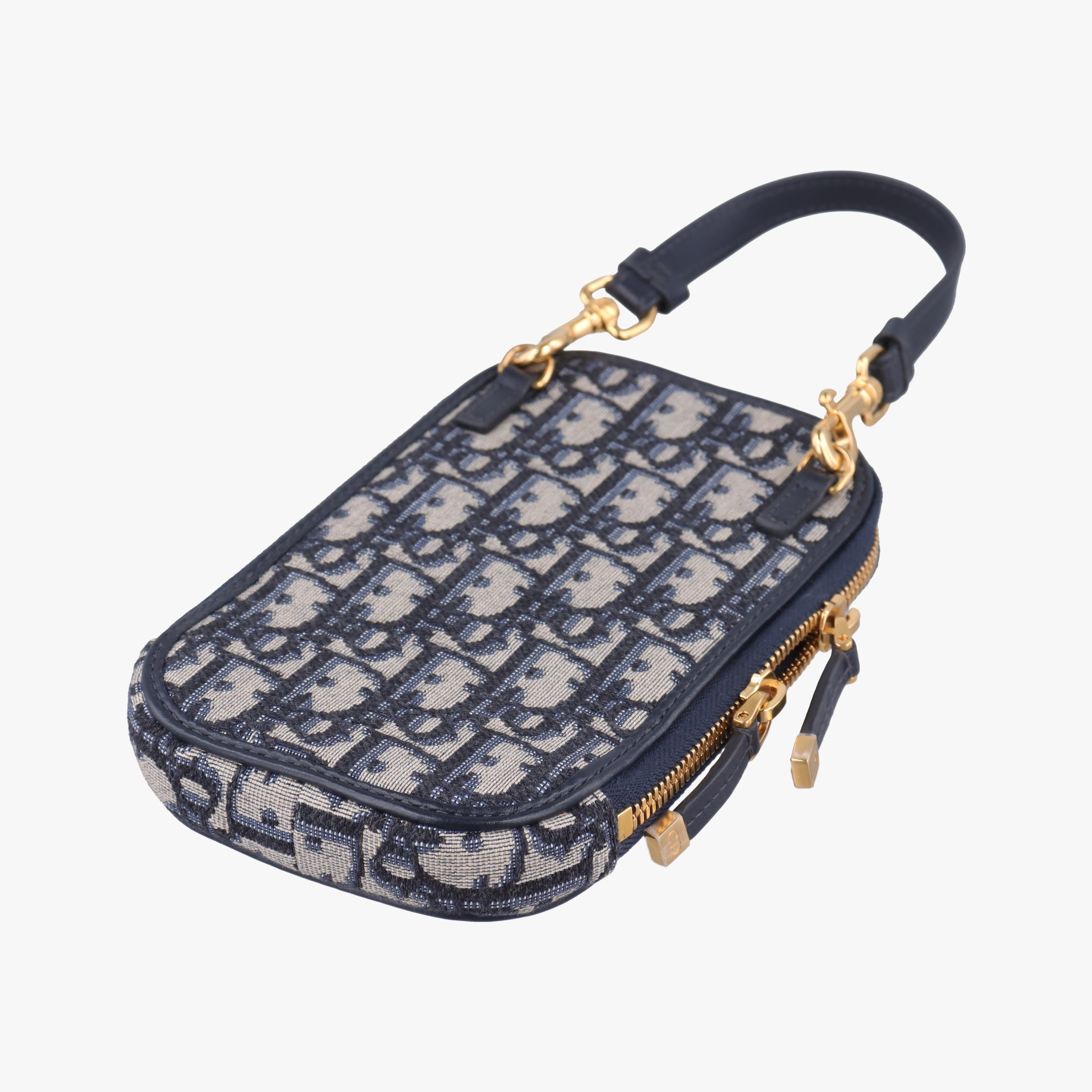 Secondhand Christian Dior Oblique 30 Montaigne Phone Holder Navy Oblique jacquard  shoulderbag | stylenewstar