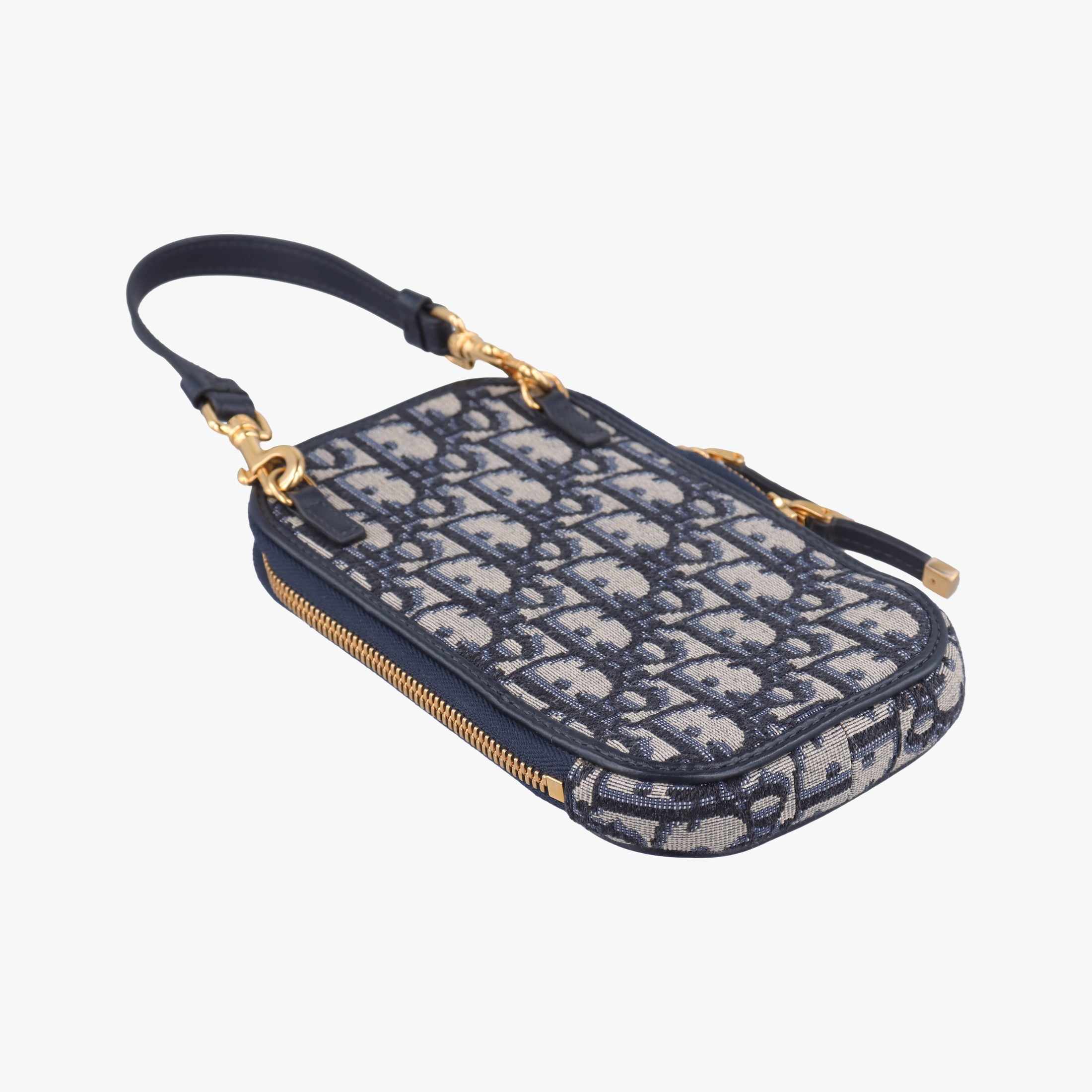 Secondhand Christian Dior Oblique 30 Montaigne Phone Holder Navy Oblique jacquard  shoulderbag | stylenewstar