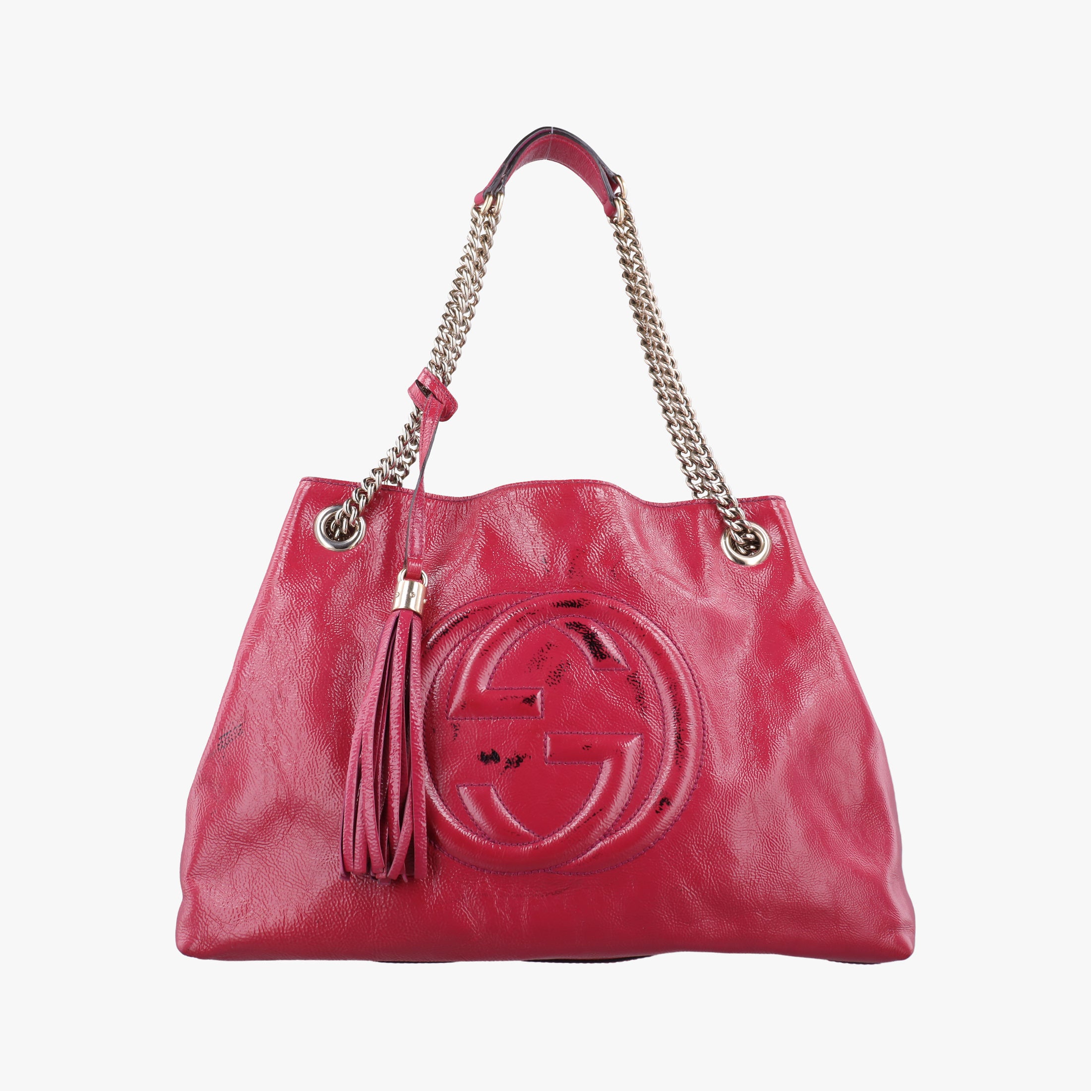 Pre-owned Gucci Soho RoseRed Patent Leather 308982 shoulderbag | stylenewstar