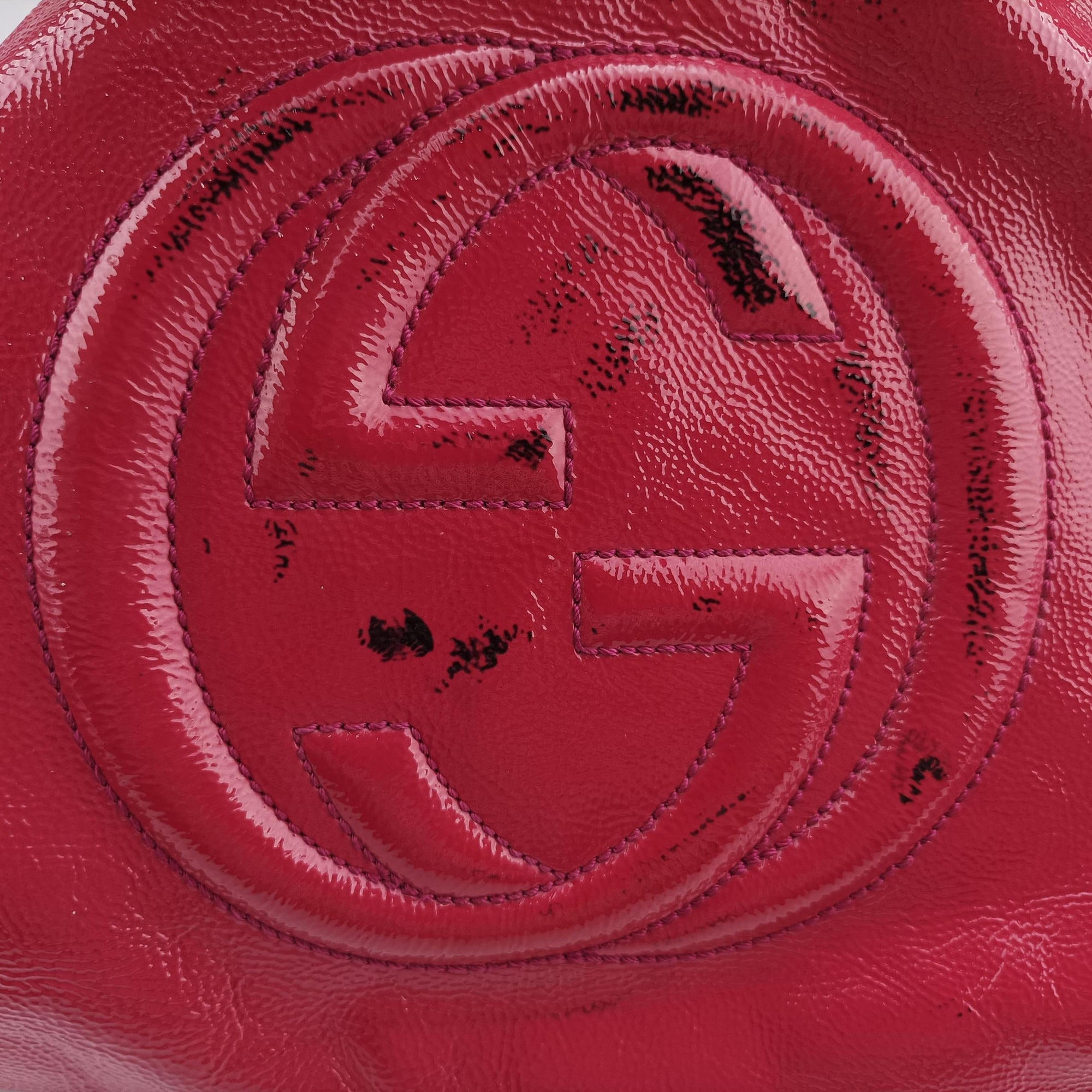 Pre-owned Gucci Soho RoseRed Patent Leather 308982 shoulderbag | stylenewstar