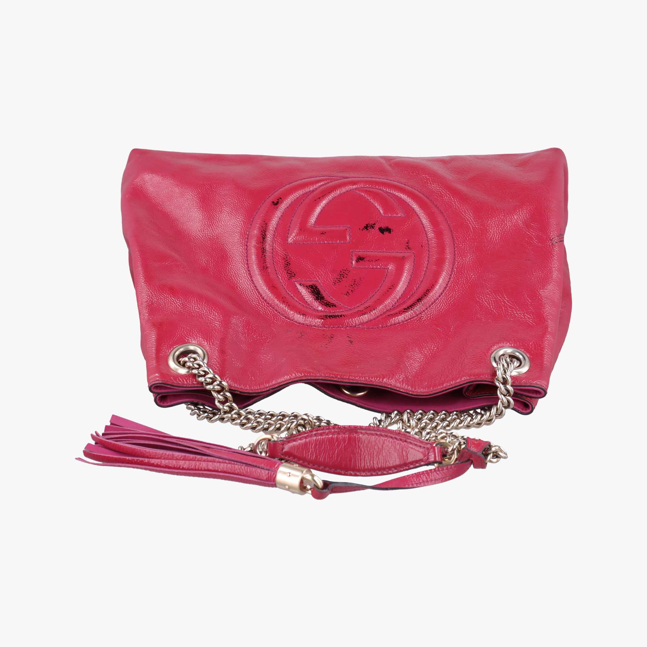 Pre-owned Gucci Soho RoseRed Patent Leather 308982 shoulderbag | stylenewstar