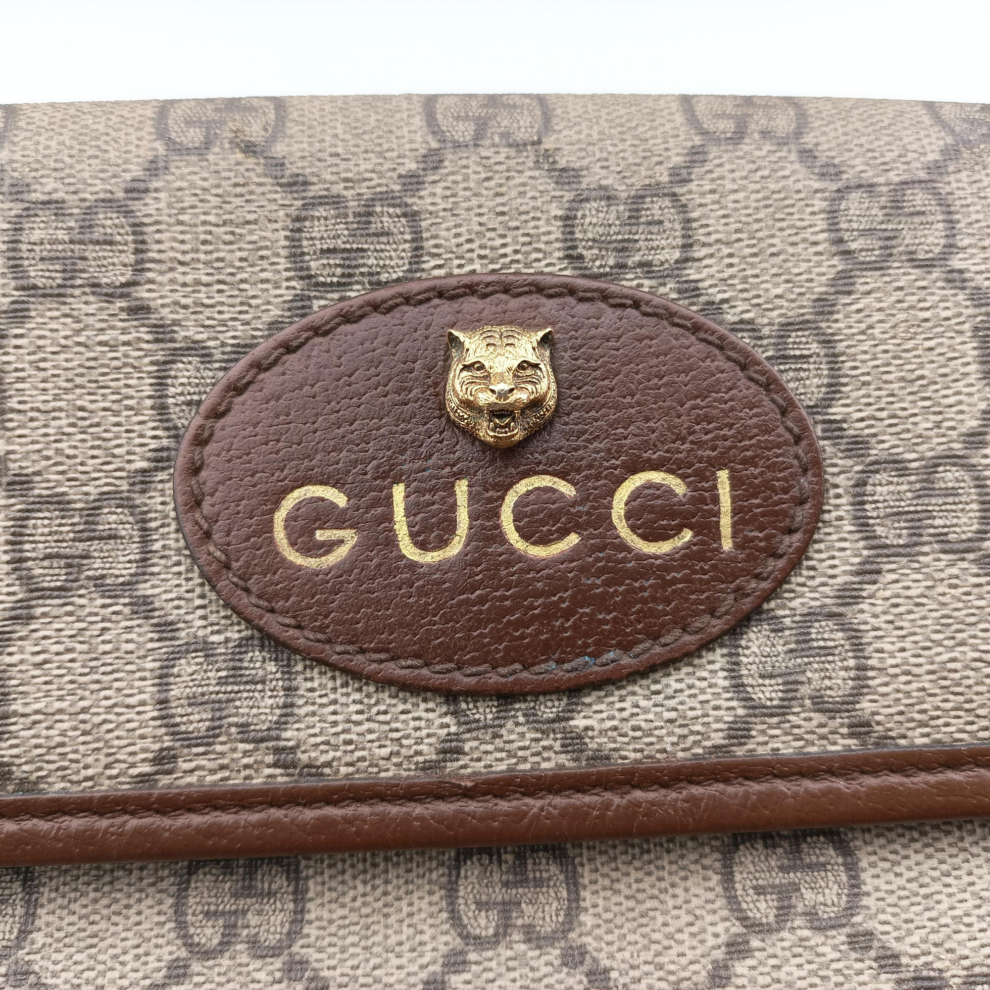 Pre-owned Gucci NEO VINTAGE GG Supreme Brown PVC coated canvas×Leather 493930 shoulderbag | stylenewstar