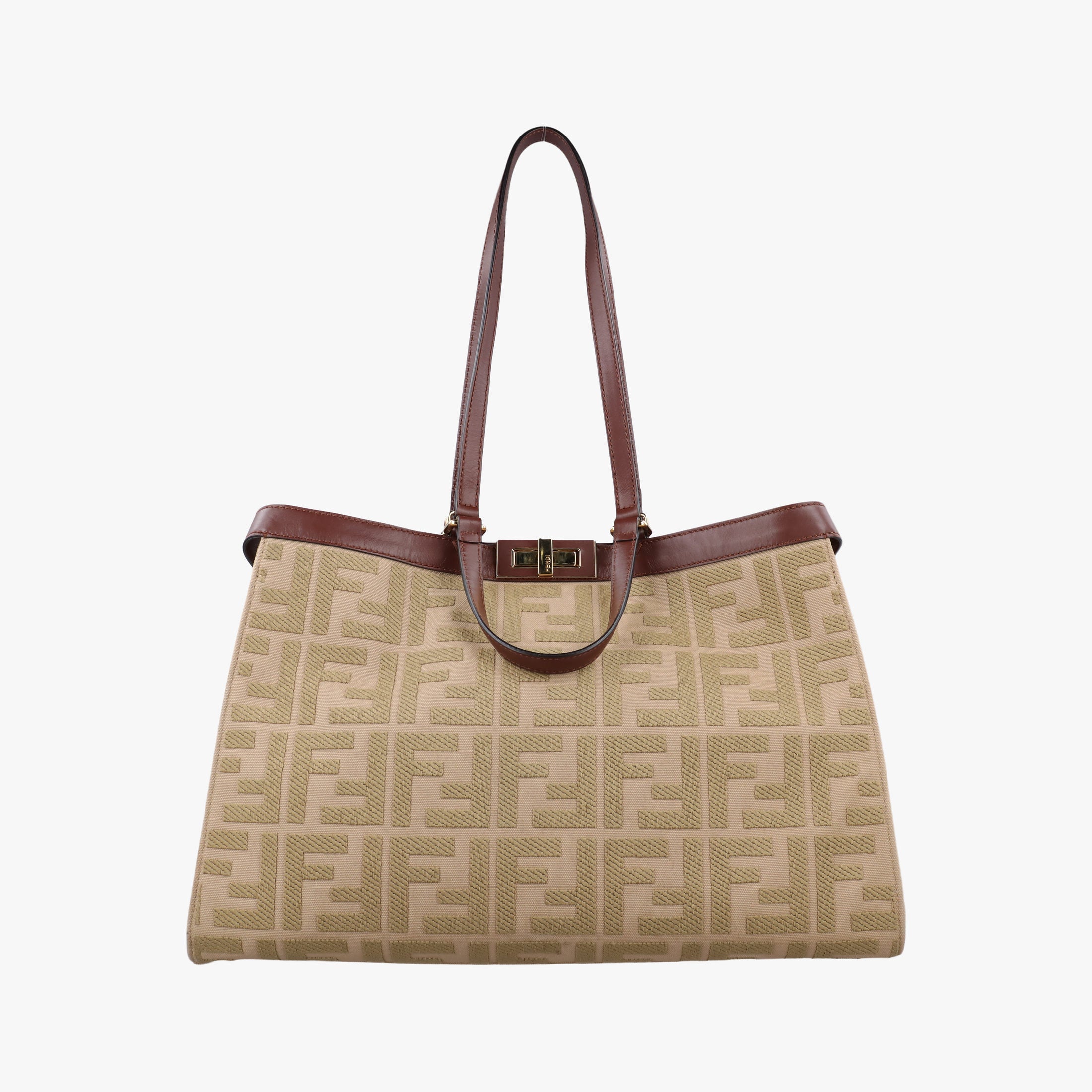 Pre-owned Fendi Peekaboo Beige canvas×leather 8BH374 shoulderbag | stylenewstar