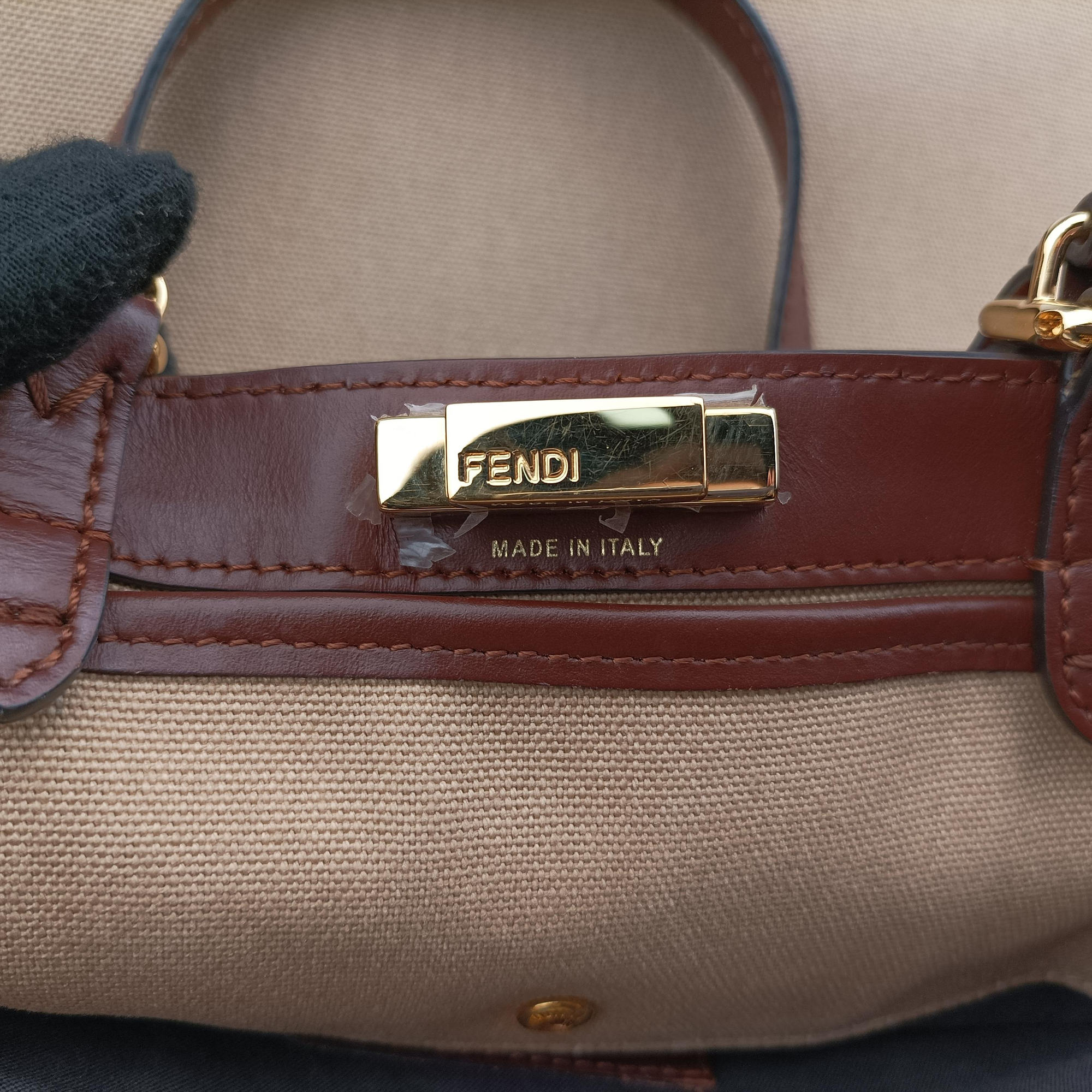 Pre-owned Fendi Peekaboo Beige canvas×leather 8BH374 shoulderbag | stylenewstar