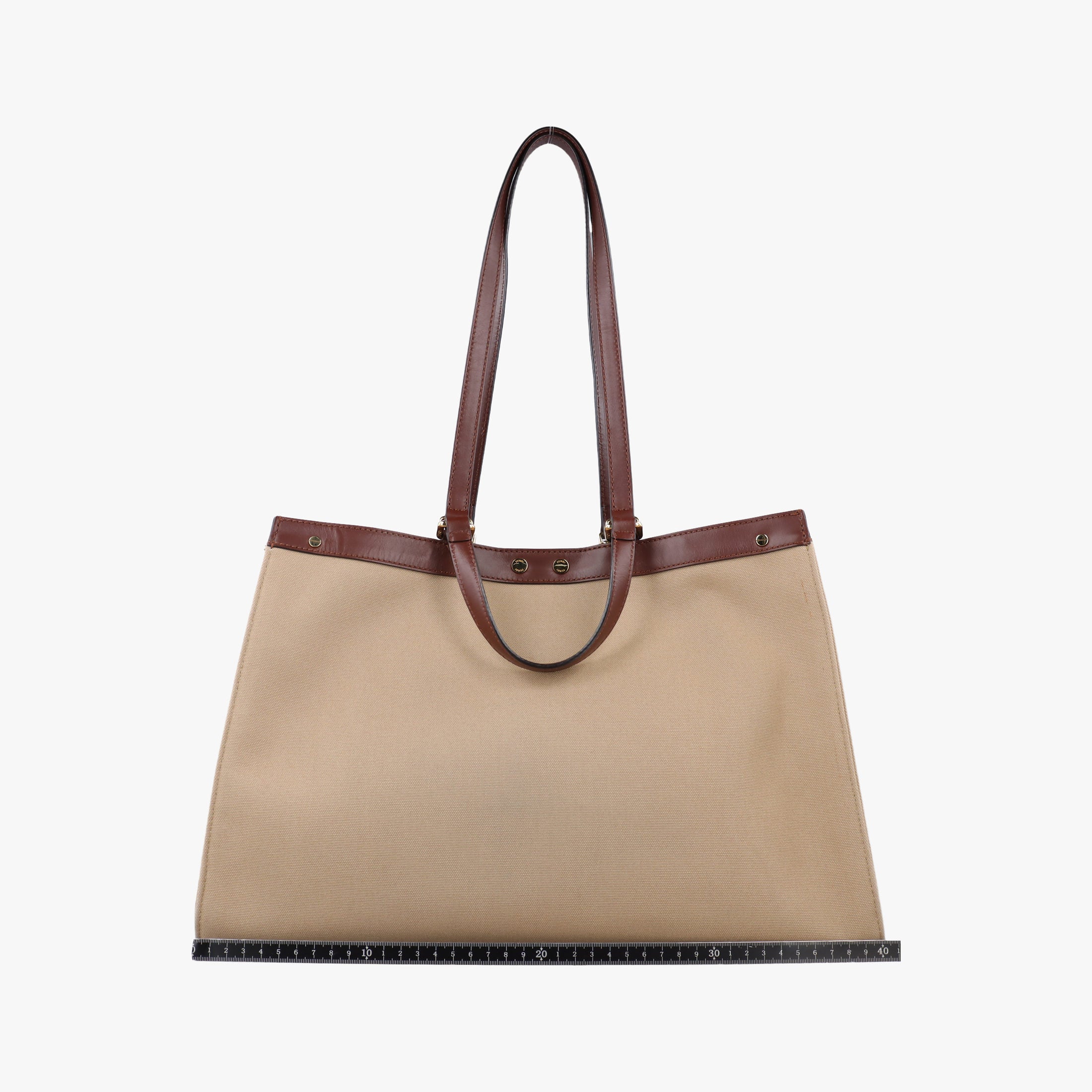 Pre-owned Fendi Peekaboo Beige canvas×leather 8BH374 shoulderbag | stylenewstar
