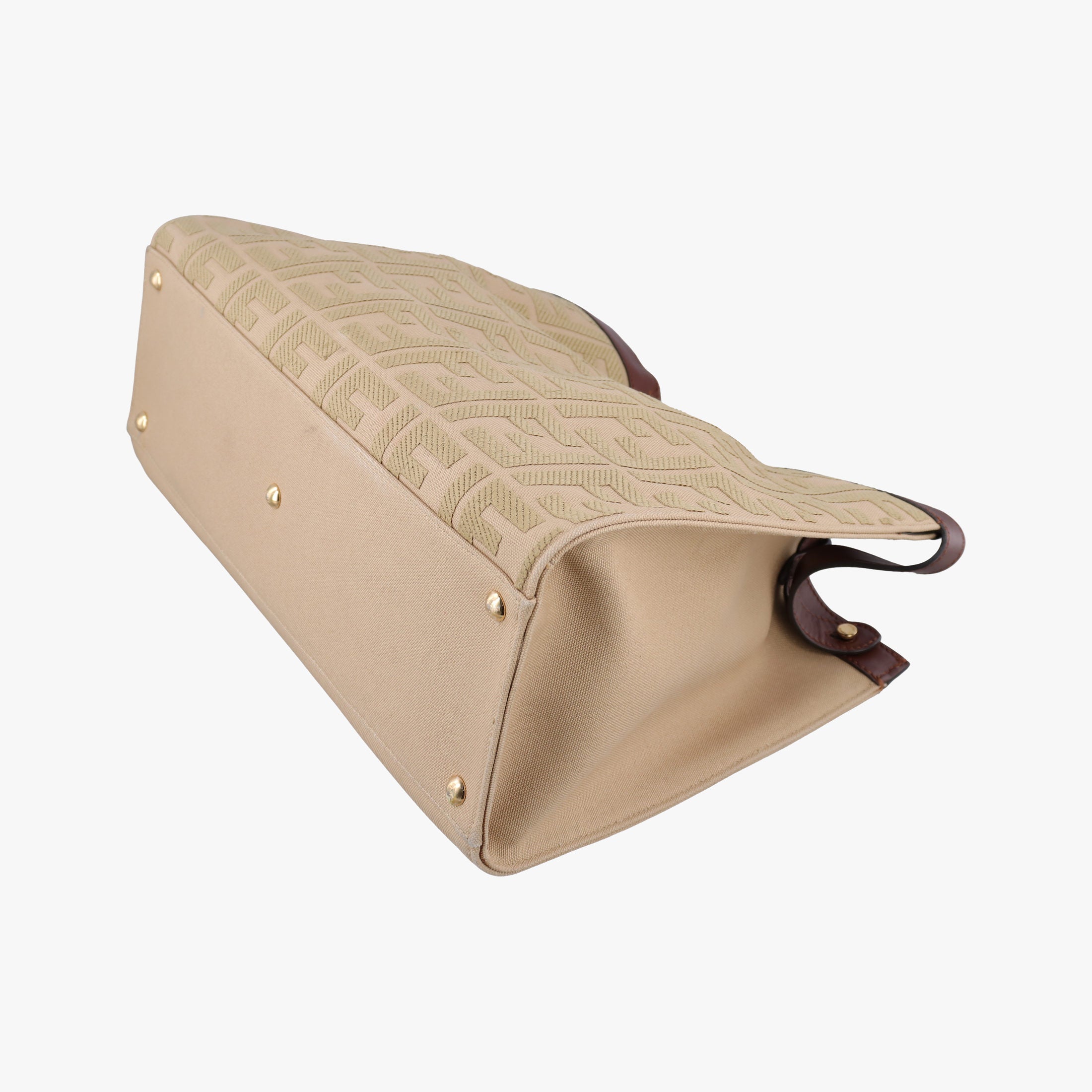 Pre-owned Fendi Peekaboo Beige canvas×leather 8BH374 shoulderbag | stylenewstar