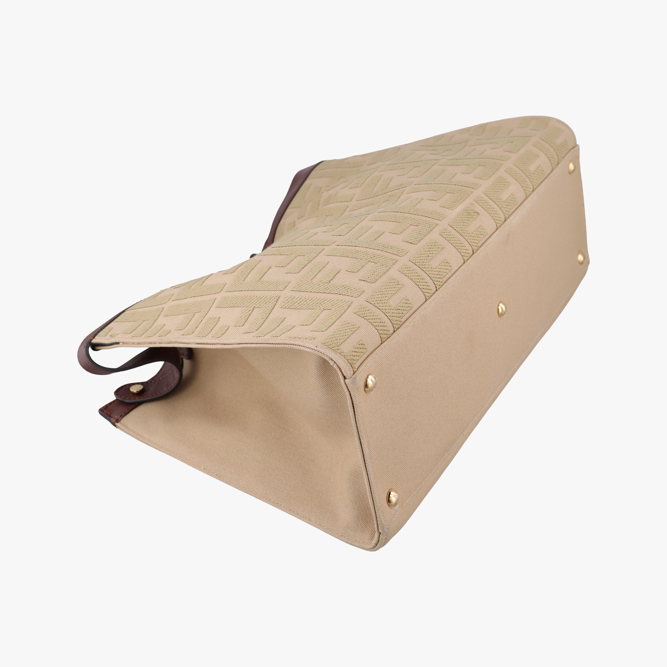 Pre-owned Fendi Peekaboo Beige canvas×leather 8BH374 shoulderbag | stylenewstar