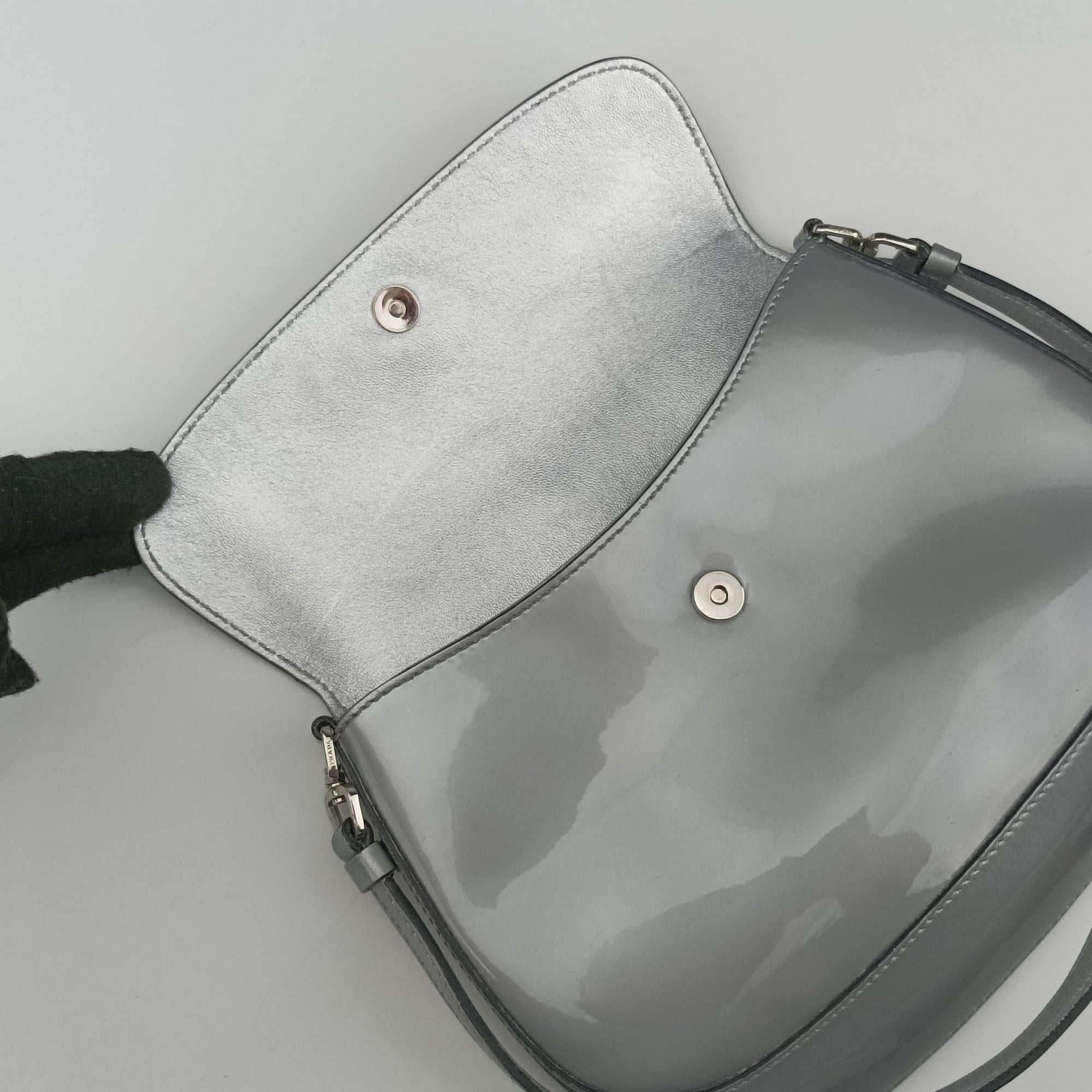 Pre-owned Prada Cleo Flap Silver Leather  handbag | stylenewstar