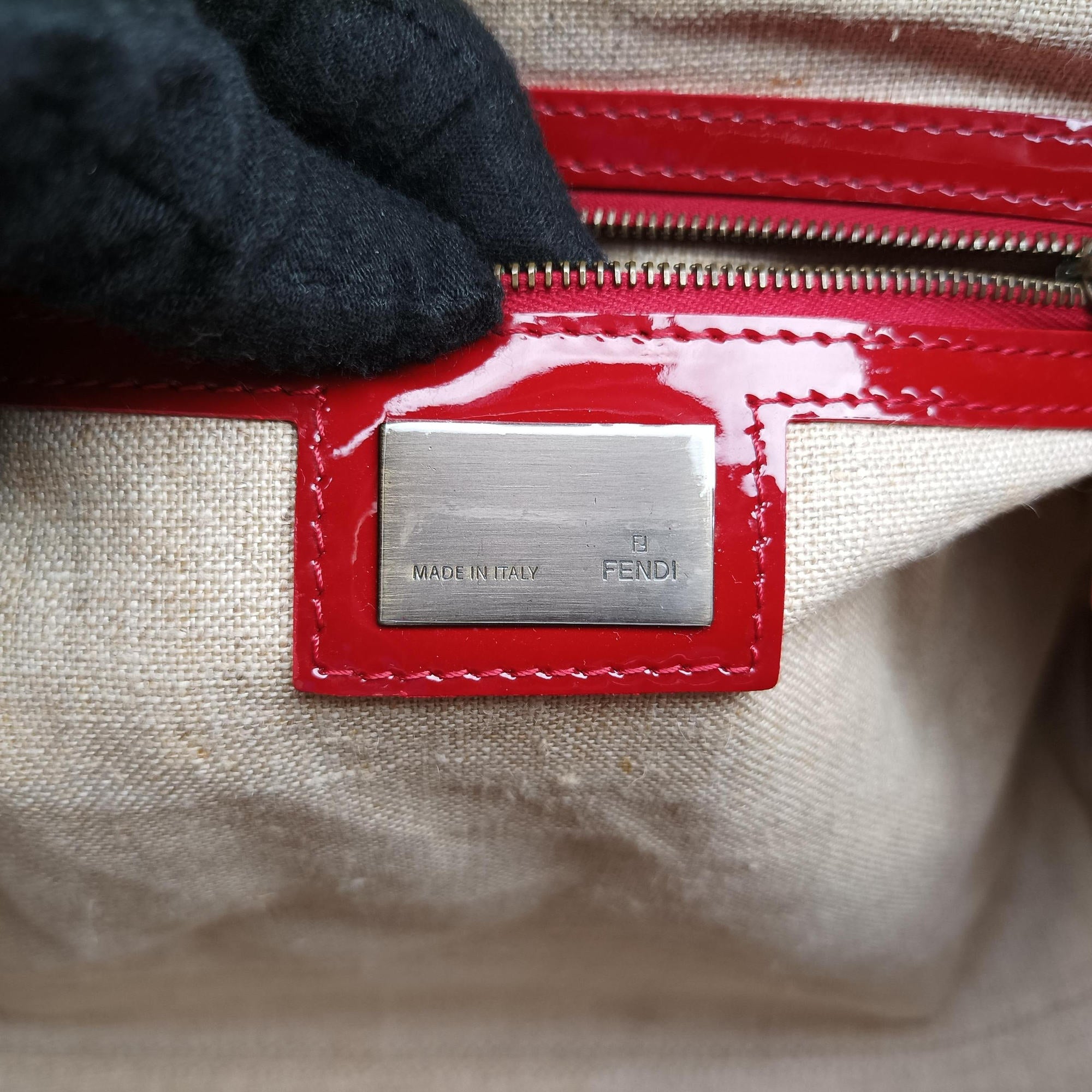 Secondhand Fendi Toile de Cuir Red Leather × Patent 8BR579 handbag | stylenewstar