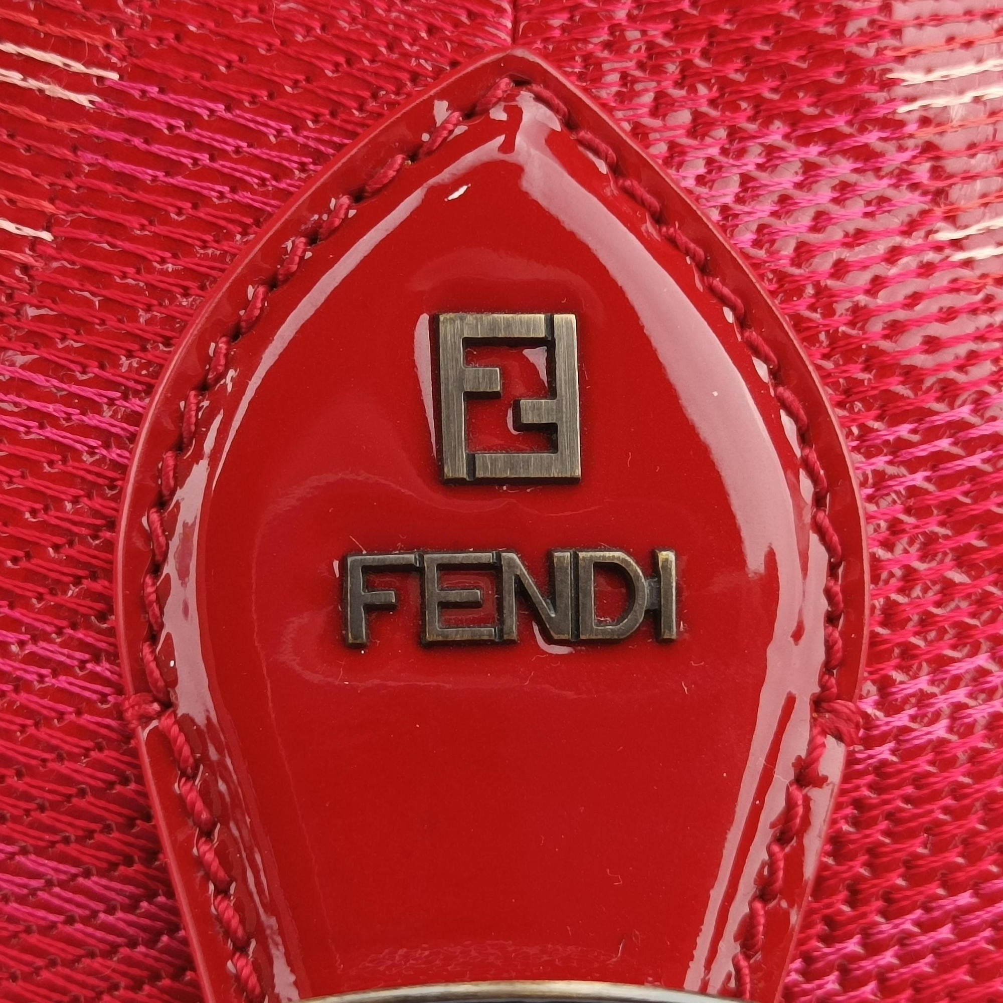 Secondhand Fendi Toile de Cuir Red Leather × Patent 8BR579 handbag | stylenewstar