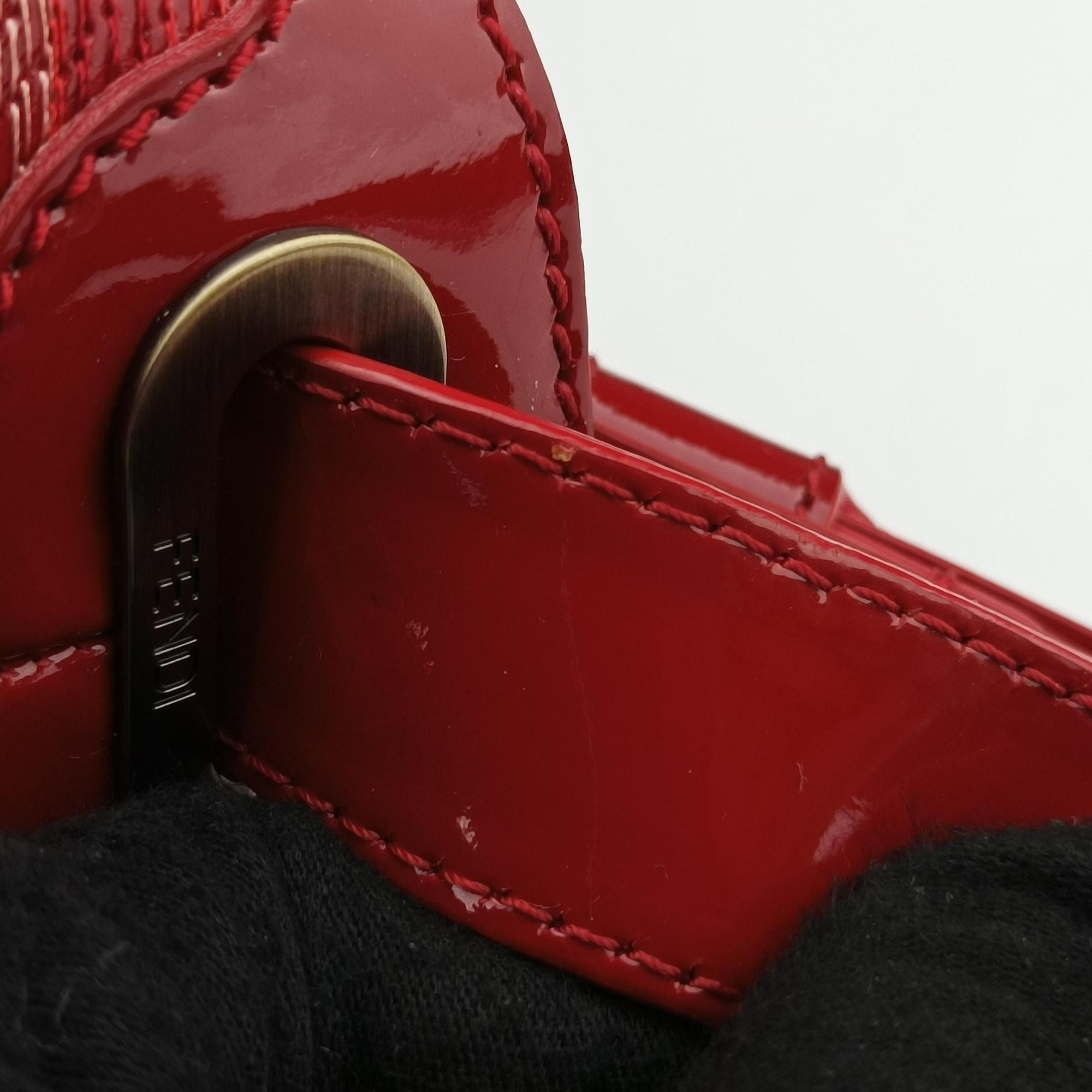 Secondhand Fendi Toile de Cuir Red Leather × Patent 8BR579 handbag | stylenewstar