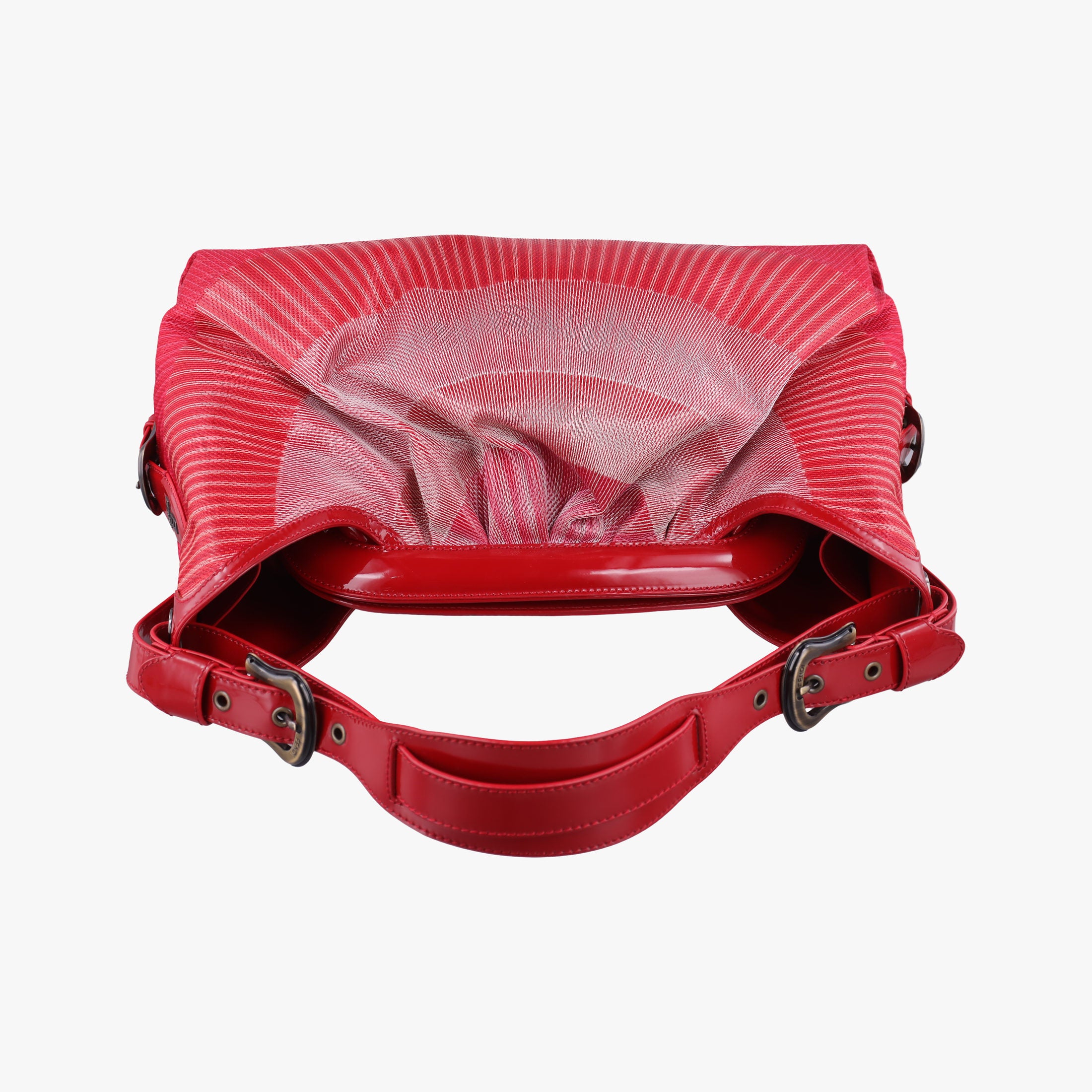 Secondhand Fendi Toile de Cuir Red Leather × Patent 8BR579 handbag | stylenewstar
