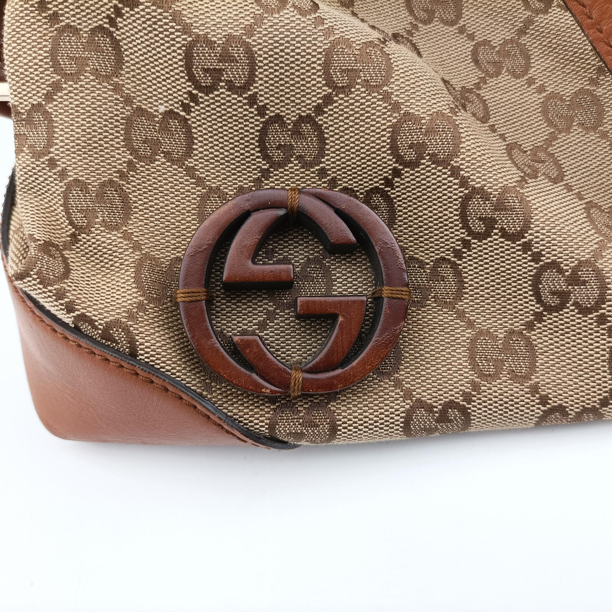 Pre-owned Gucci Brick Lane Brown canvas×leather 296897 handbag | stylenewstar