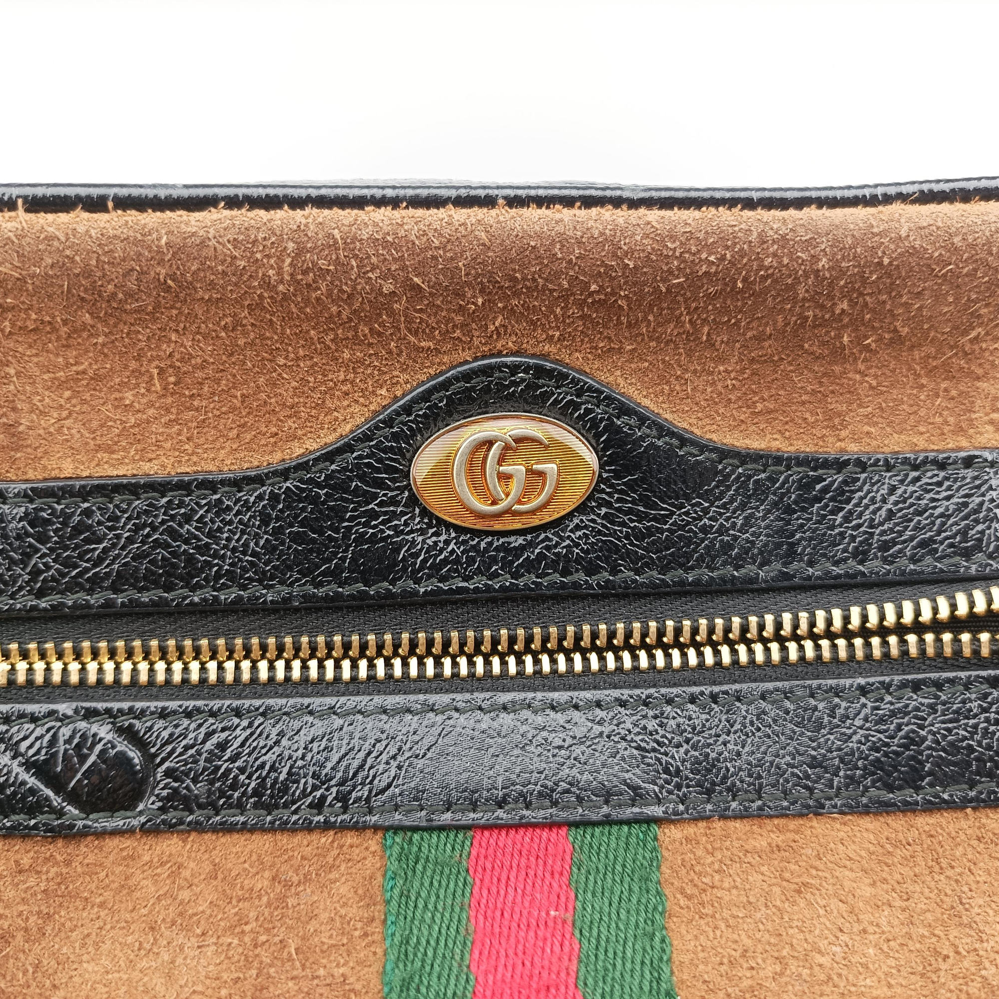 Pre-owned Gucci Ophidia Brown×black×multi Leather × suede 573321 shoulderbag | stylenewstar