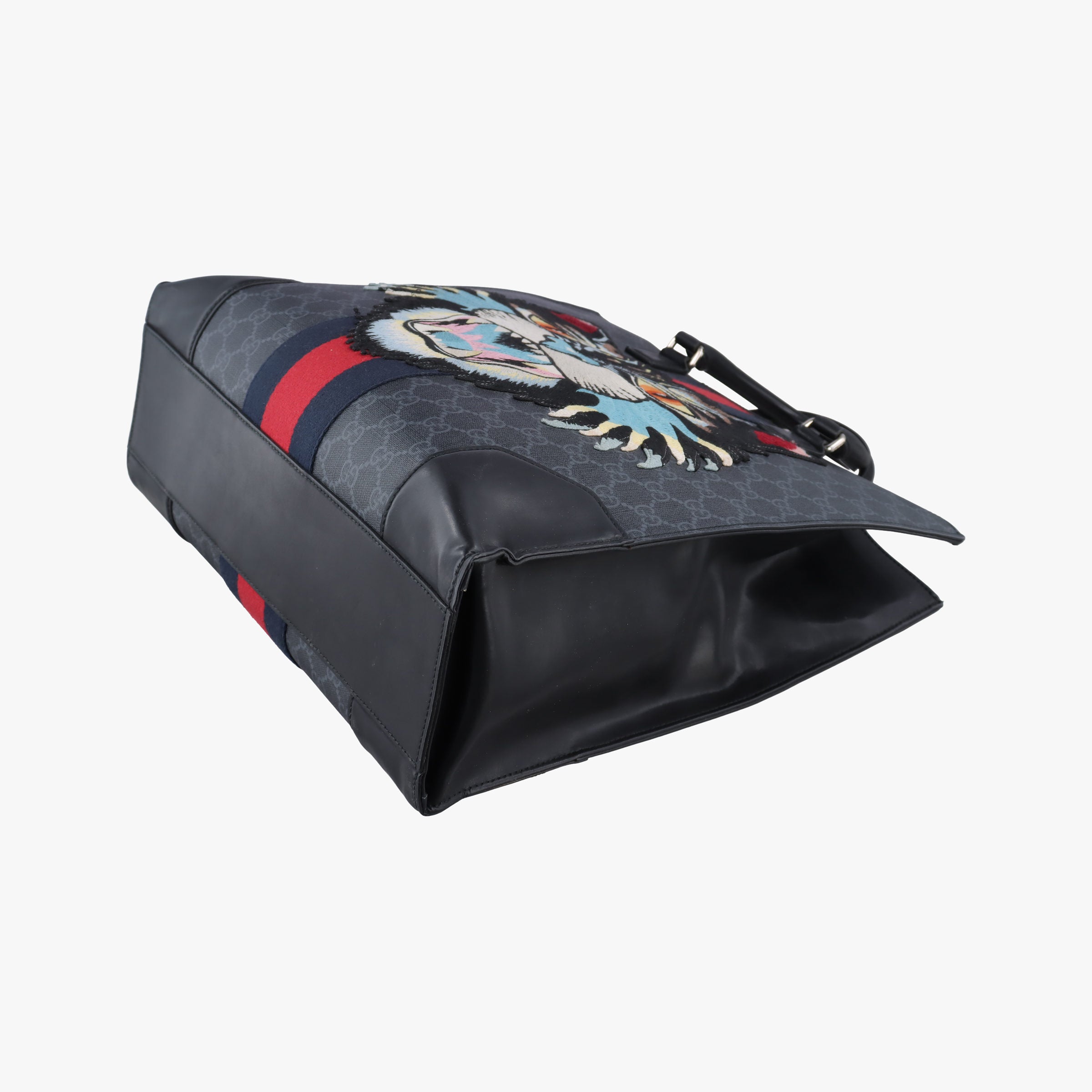 Pre-owned Gucci GG Supreme Angry Cat Black PVC coated canvas 478326 handbag | stylenewstar