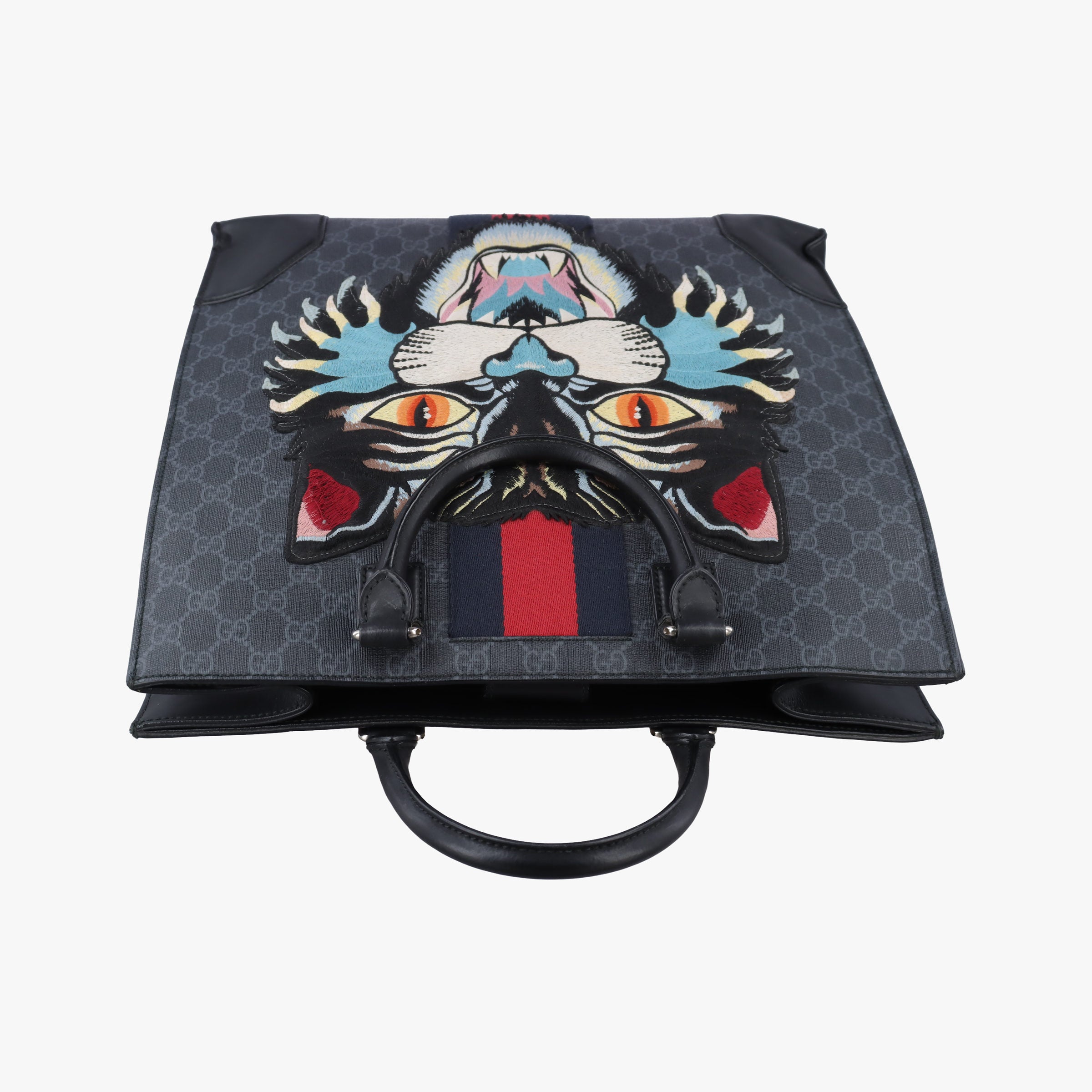 Pre-owned Gucci GG Supreme Angry Cat Black PVC coated canvas 478326 handbag | stylenewstar
