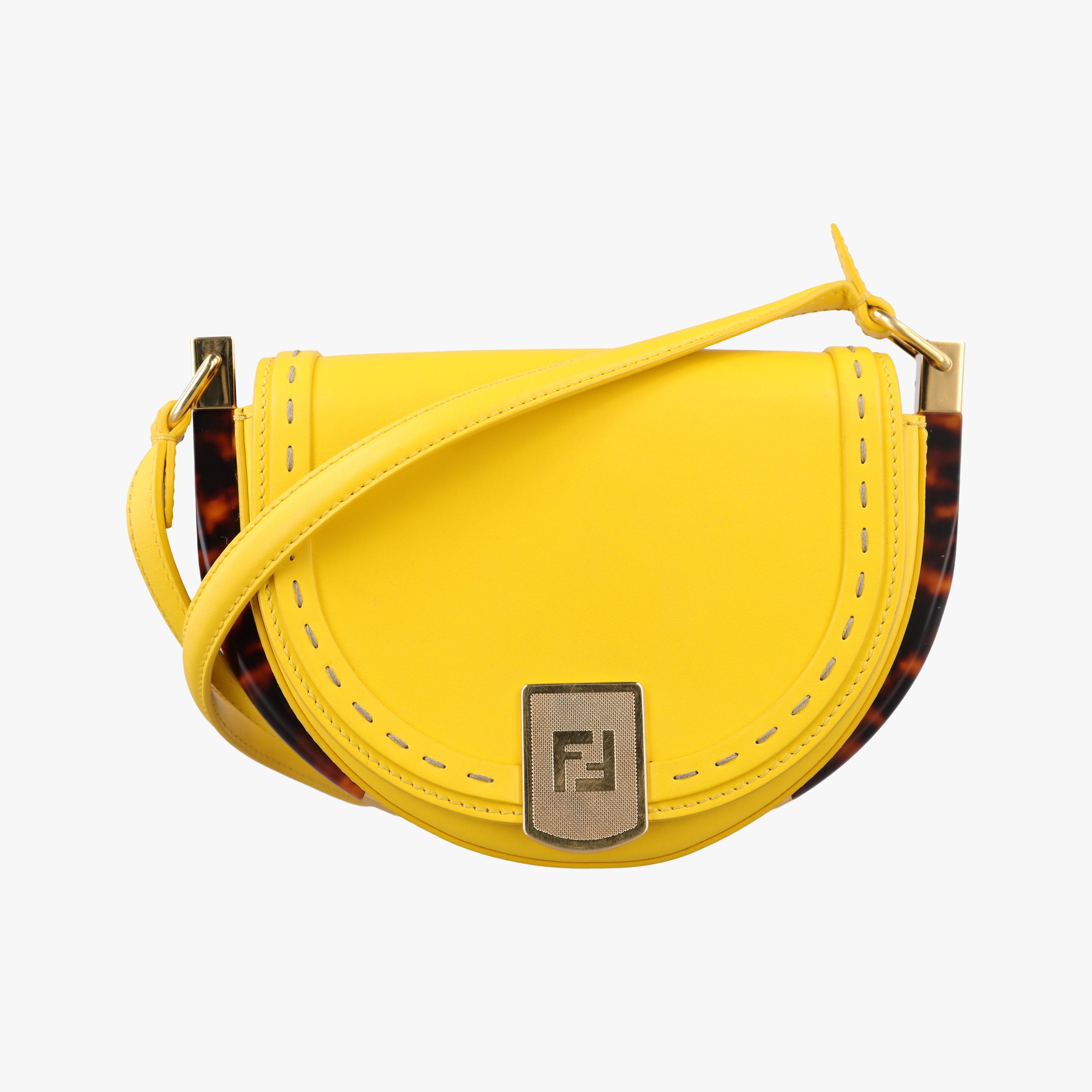 Pre-owned Fendi Moonlight Yellow Leather 8BT346 shoulderbag | stylenewstar