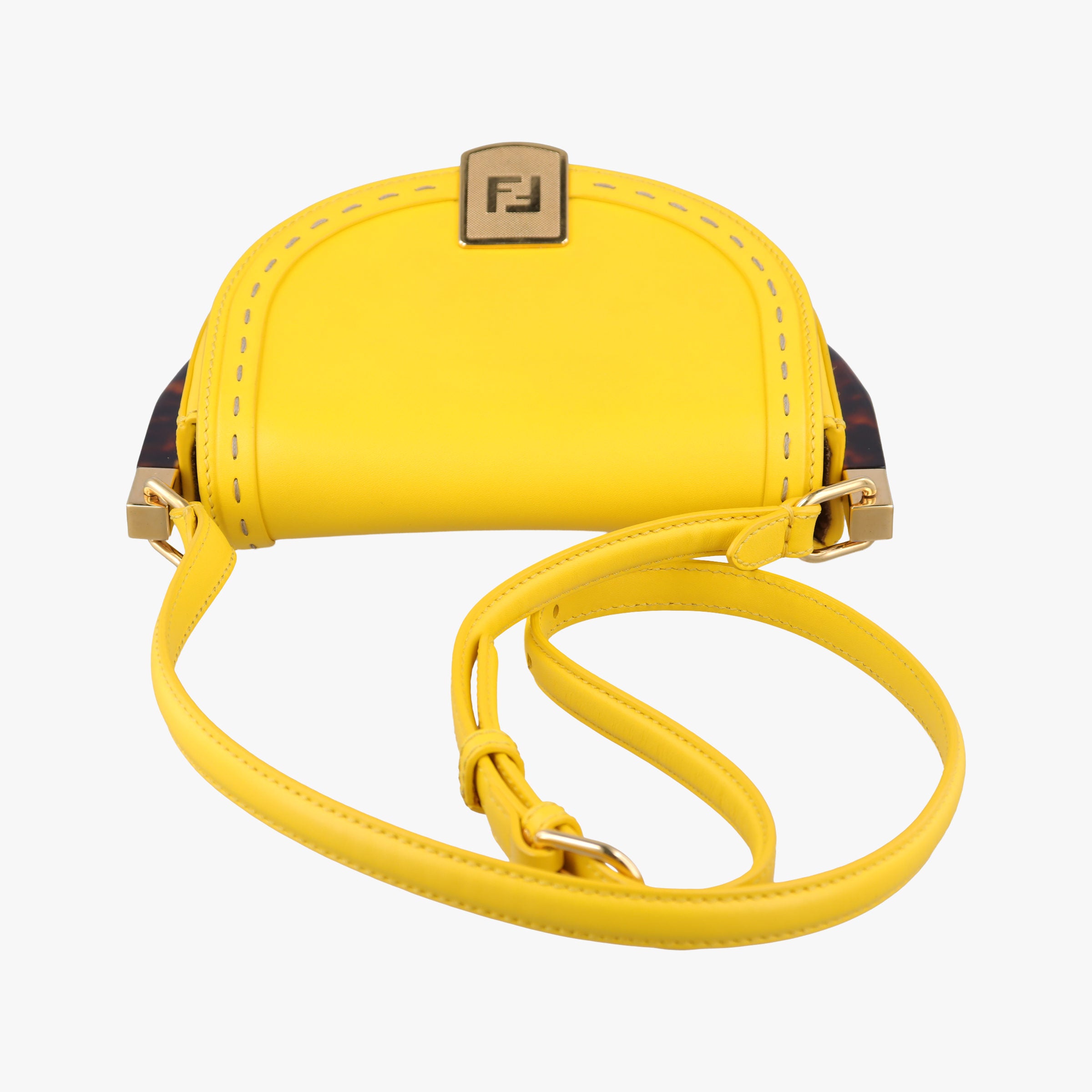 Pre-owned Fendi Moonlight Yellow Leather 8BT346 shoulderbag | stylenewstar
