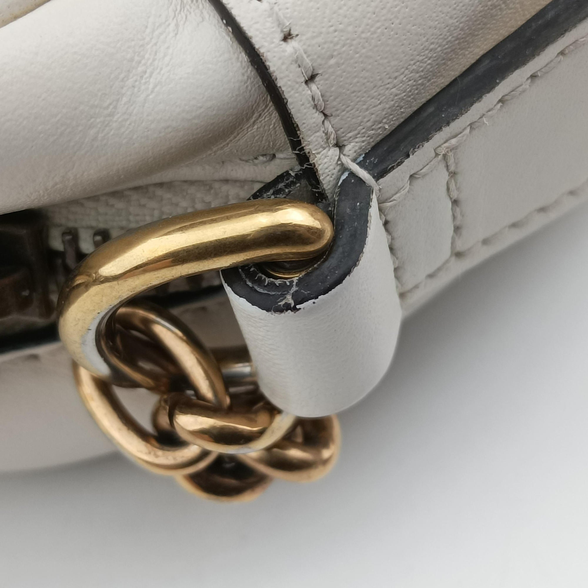 Pre-owned Gucci GG Marmont White × MultiColor Leather 448065 shoulderbag | stylenewstar