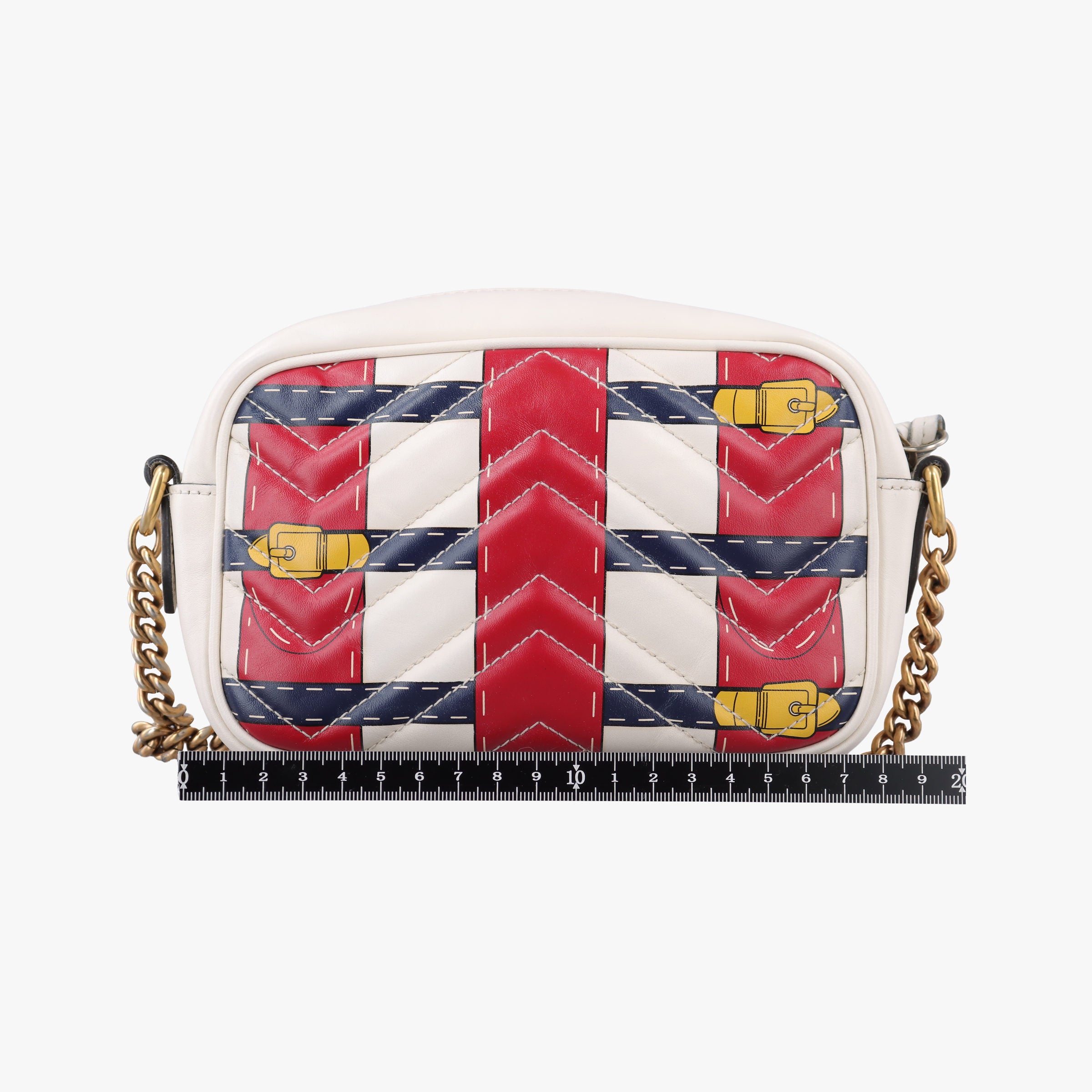 Pre-owned Gucci GG Marmont White × MultiColor Leather 448065 shoulderbag | stylenewstar