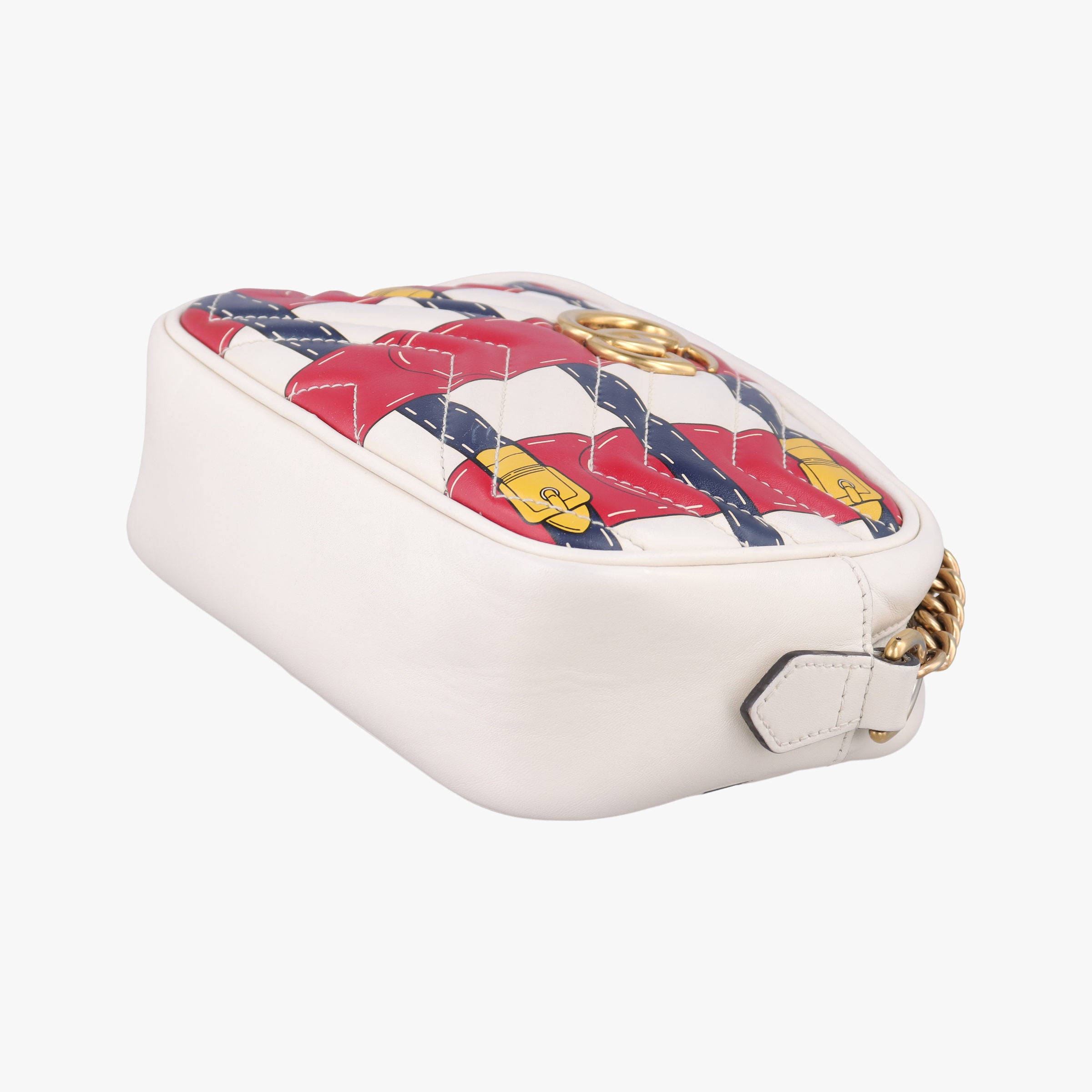 Pre-owned Gucci GG Marmont White × MultiColor Leather 448065 shoulderbag | stylenewstar
