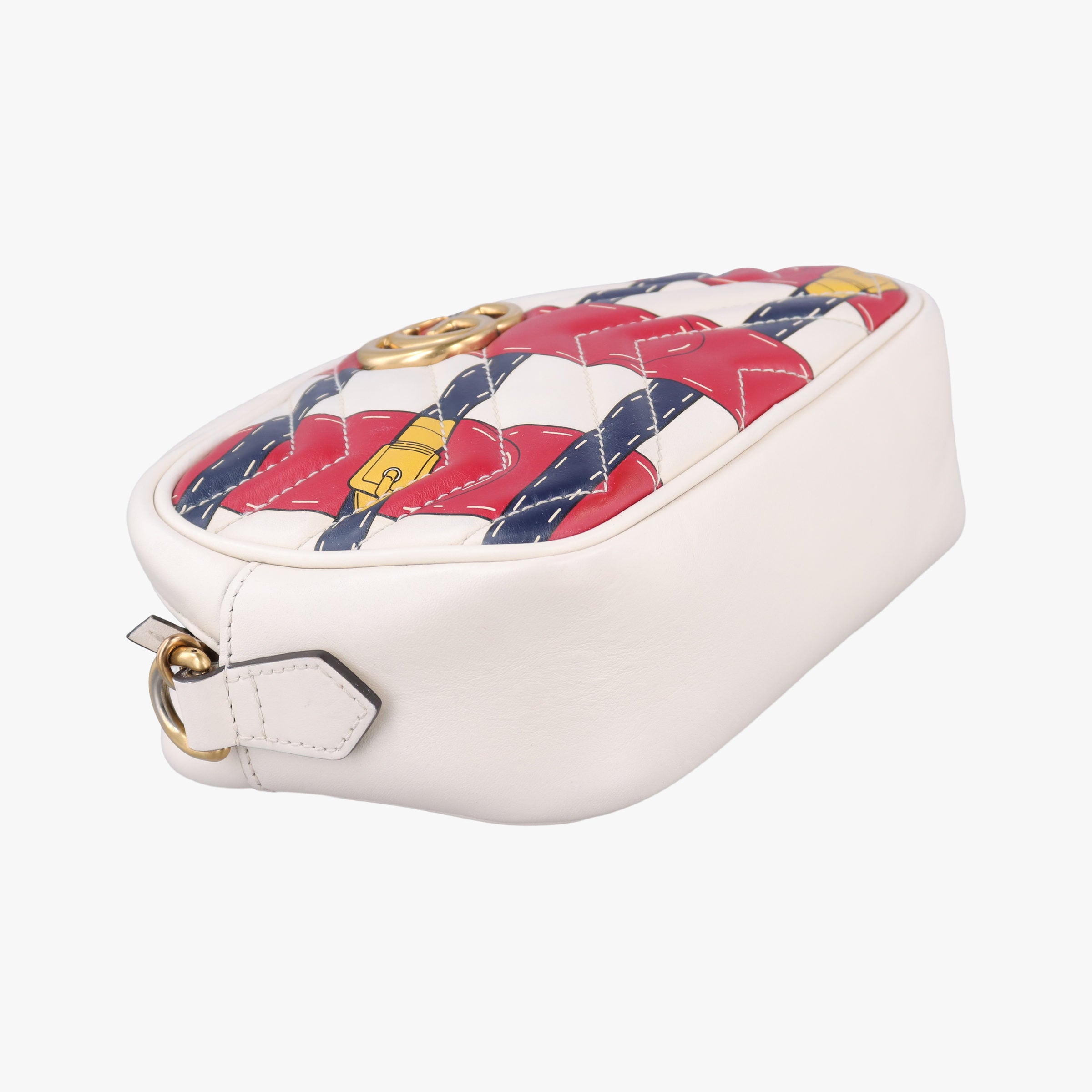 Pre-owned Gucci GG Marmont White × MultiColor Leather 448065 shoulderbag | stylenewstar