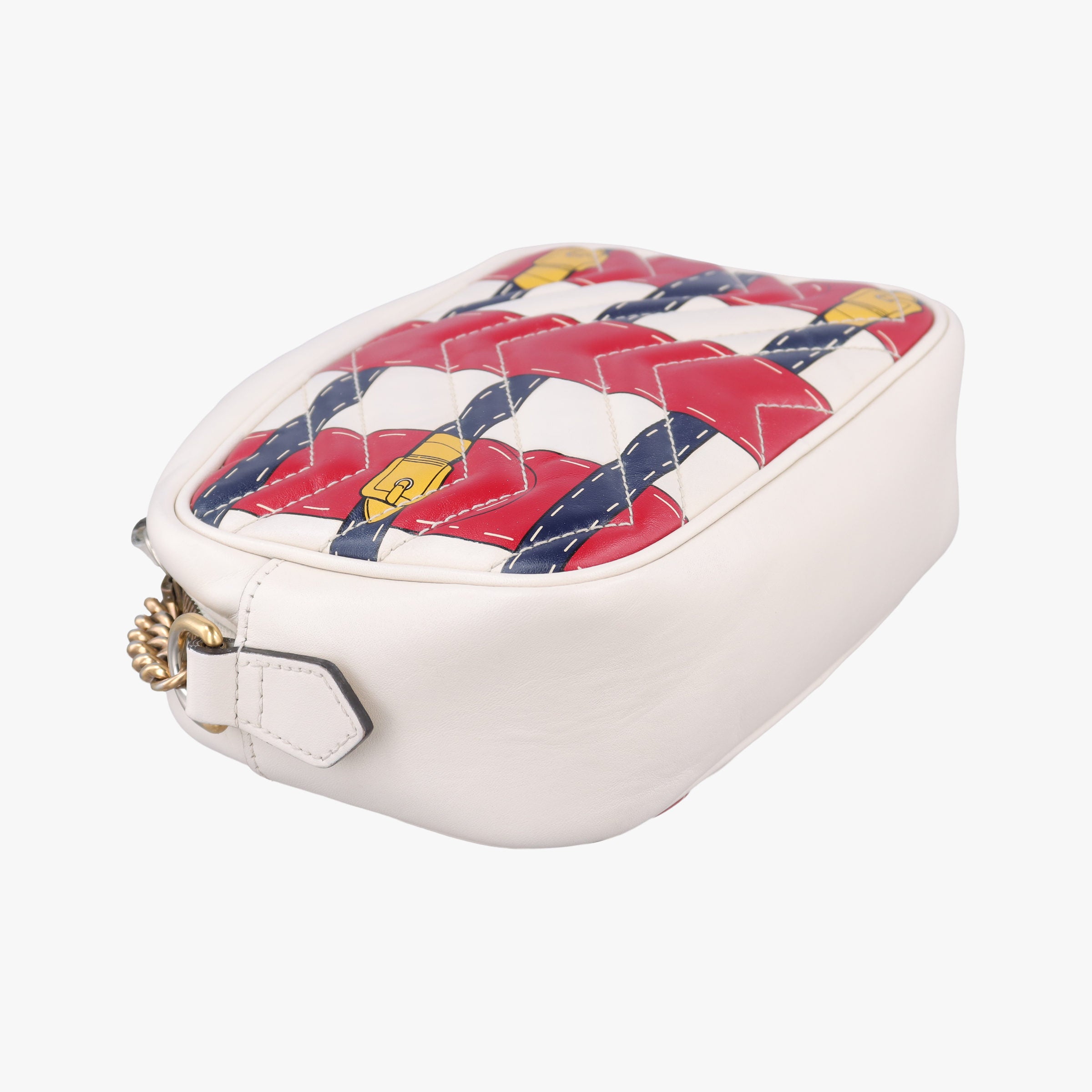 Pre-owned Gucci GG Marmont White × MultiColor Leather 448065 shoulderbag | stylenewstar