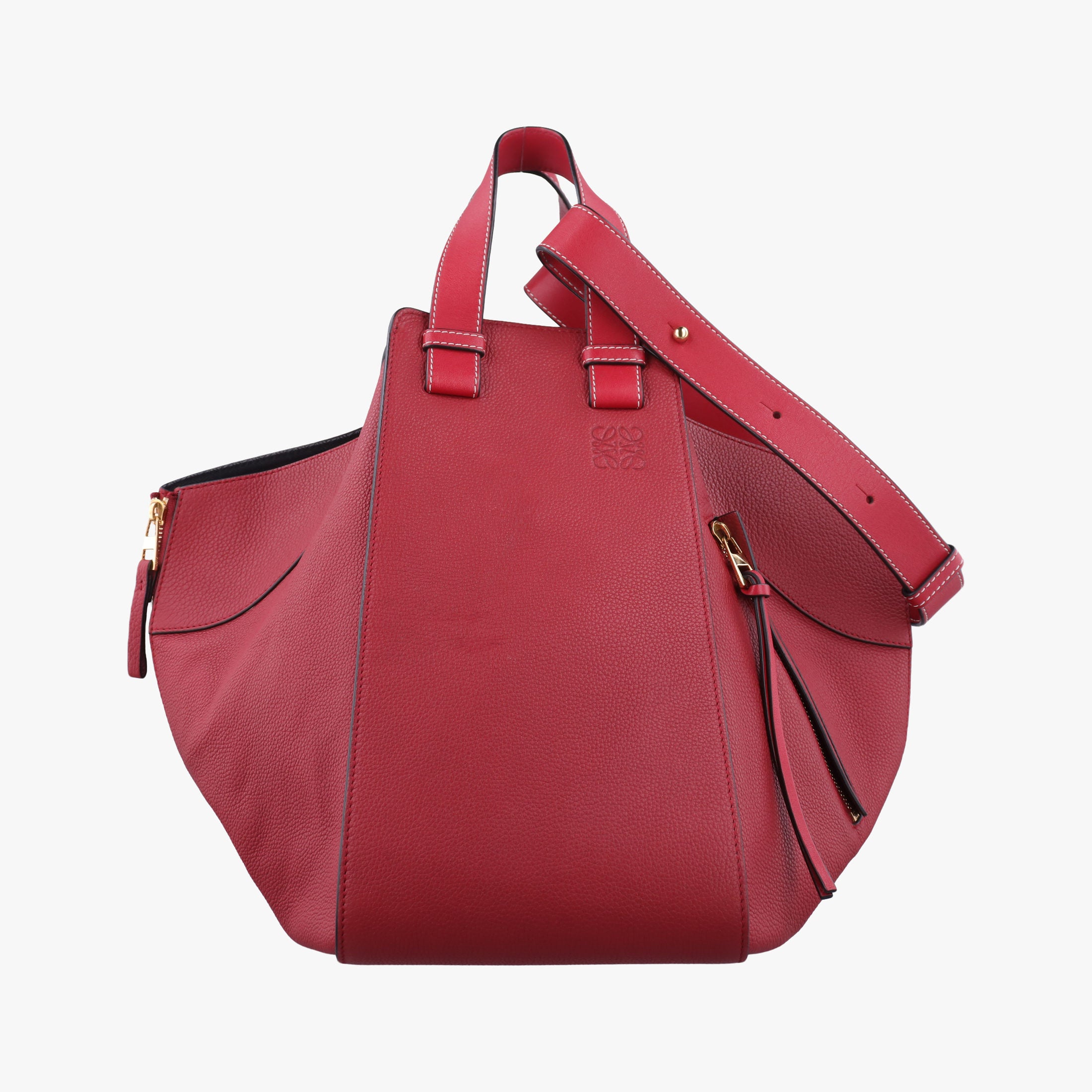 Pre-owned Loewe Hammock Burgundy Leather  shoulderbag | stylenewstar