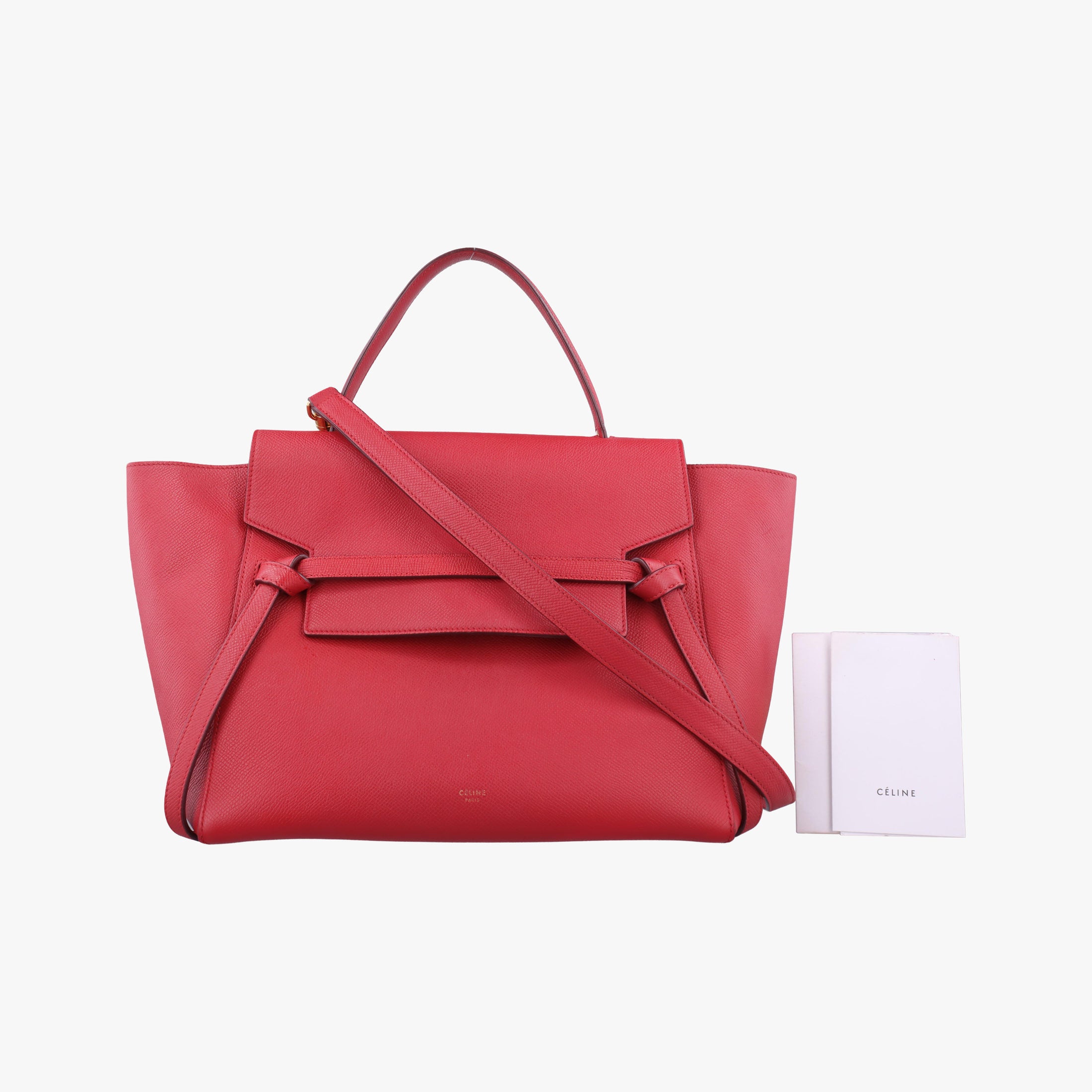 Pre-owned Celine Belt Mini Red Leather  shoulderbag | stylenewstar