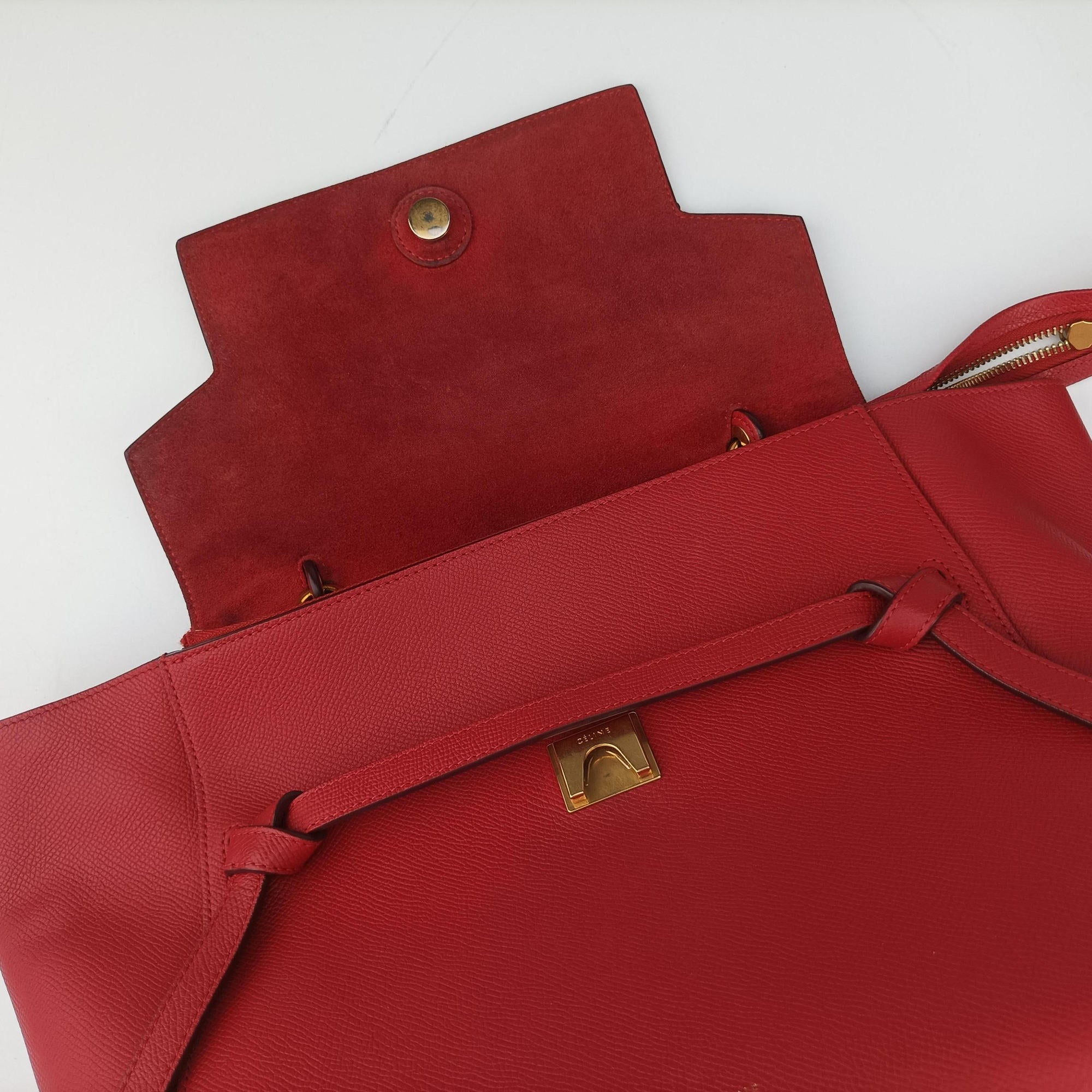 Pre-owned Celine Belt Mini Red Leather  shoulderbag | stylenewstar