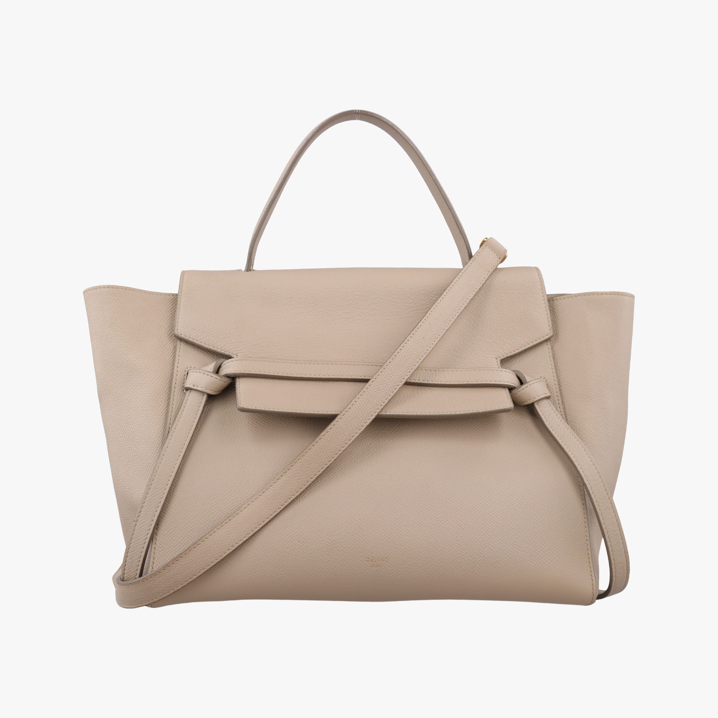 Pre-owned Celine Belt Mini Beige Leather  shoulderbag | stylenewstar