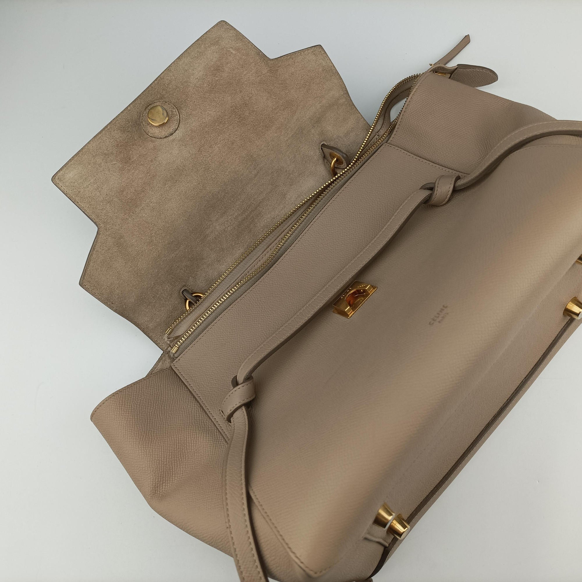 Pre-owned Celine Belt Mini Beige Leather  shoulderbag | stylenewstar