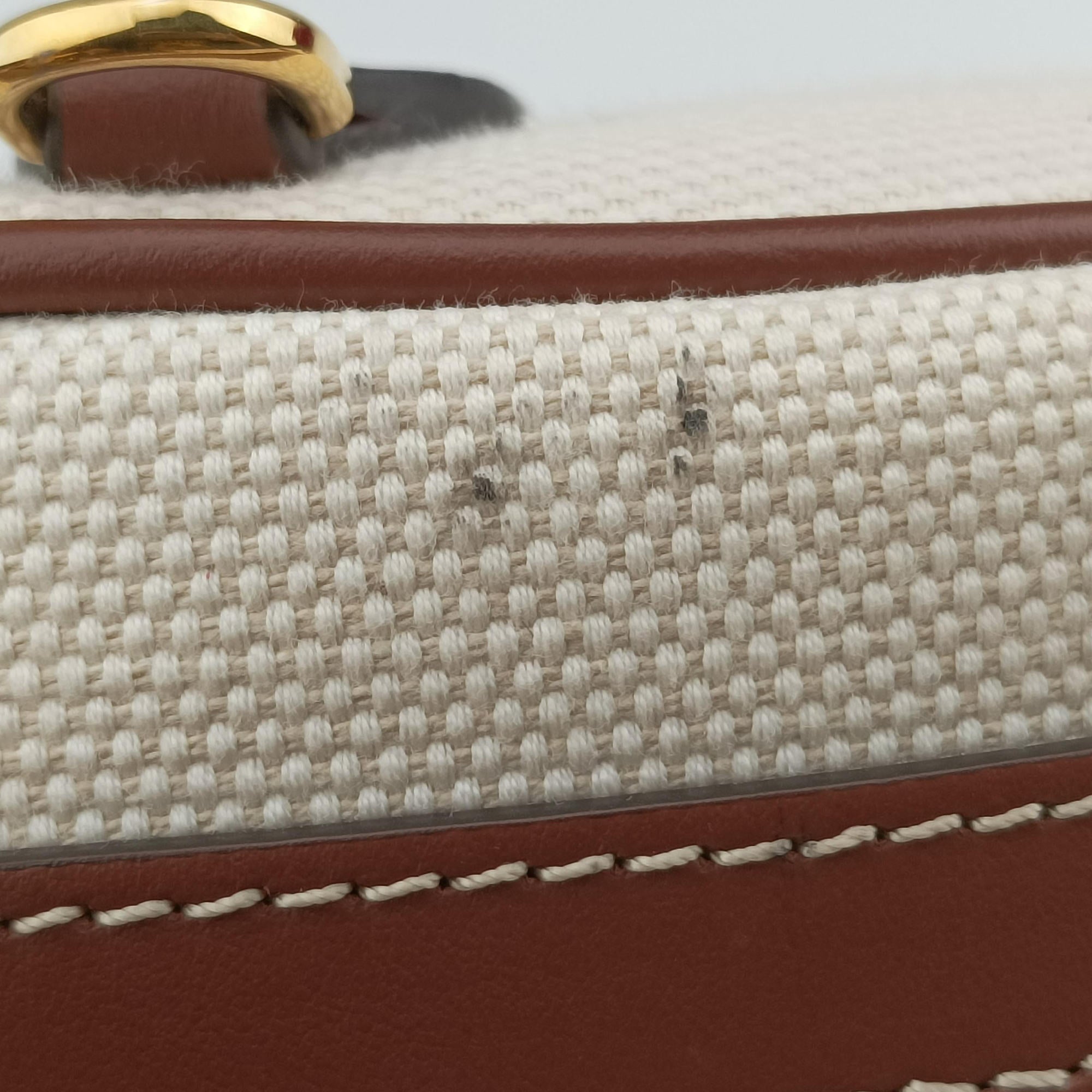 Pre-owned Burberry LOUISE Beige × Brown Canvas×Leather  shoulderbag | stylenewstar
