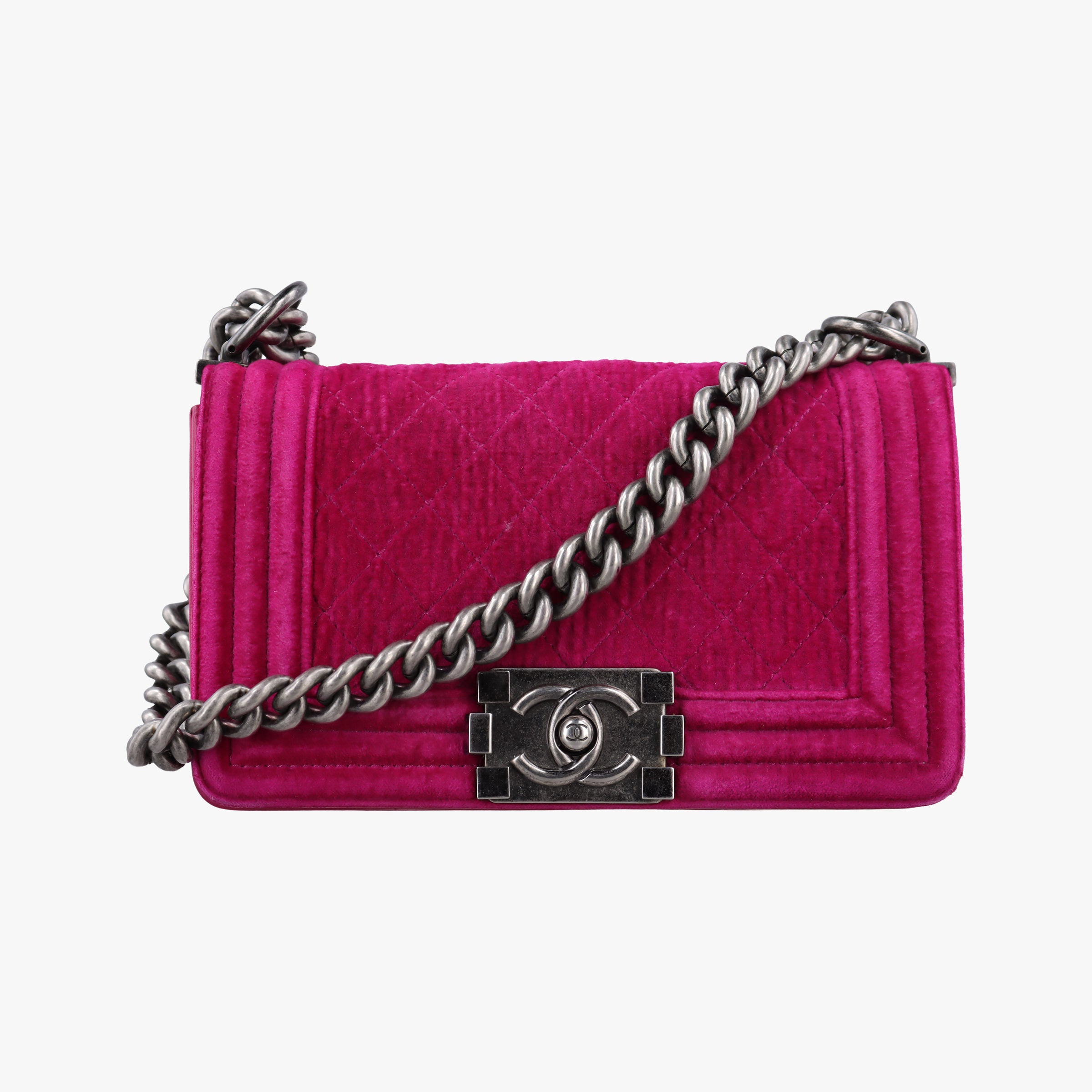 Pre-owned Chanel BOY CHANEL Rose velour A67416 shoulderbag | stylenewstar