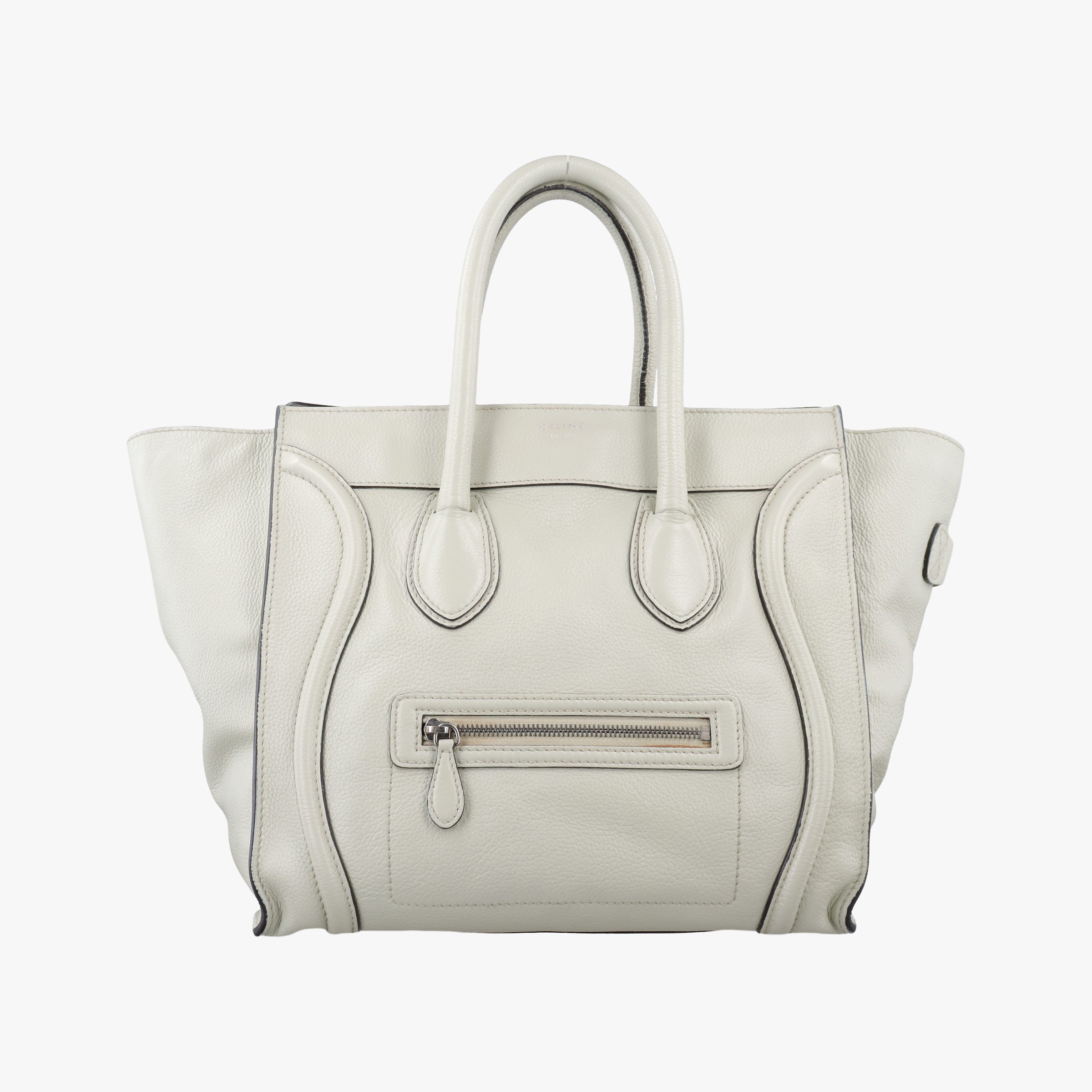 Vintage Celine Luggage Mini Shopper Light Gray Leather  handbag | stylenewstar