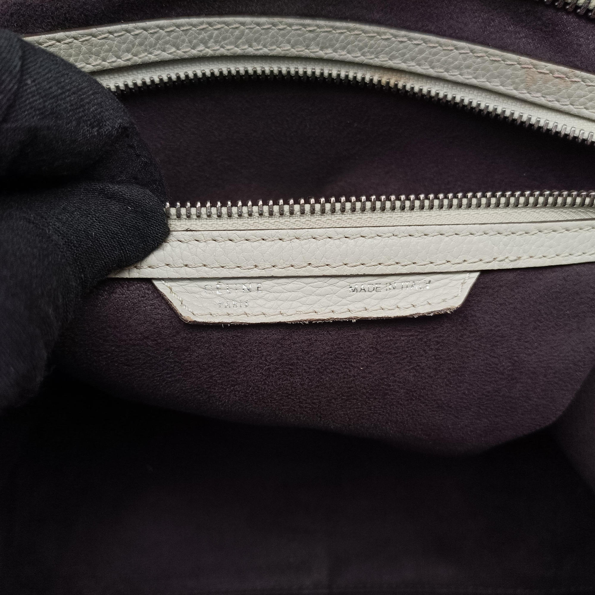 Vintage Celine Luggage Mini Shopper Light Gray Leather  handbag | stylenewstar