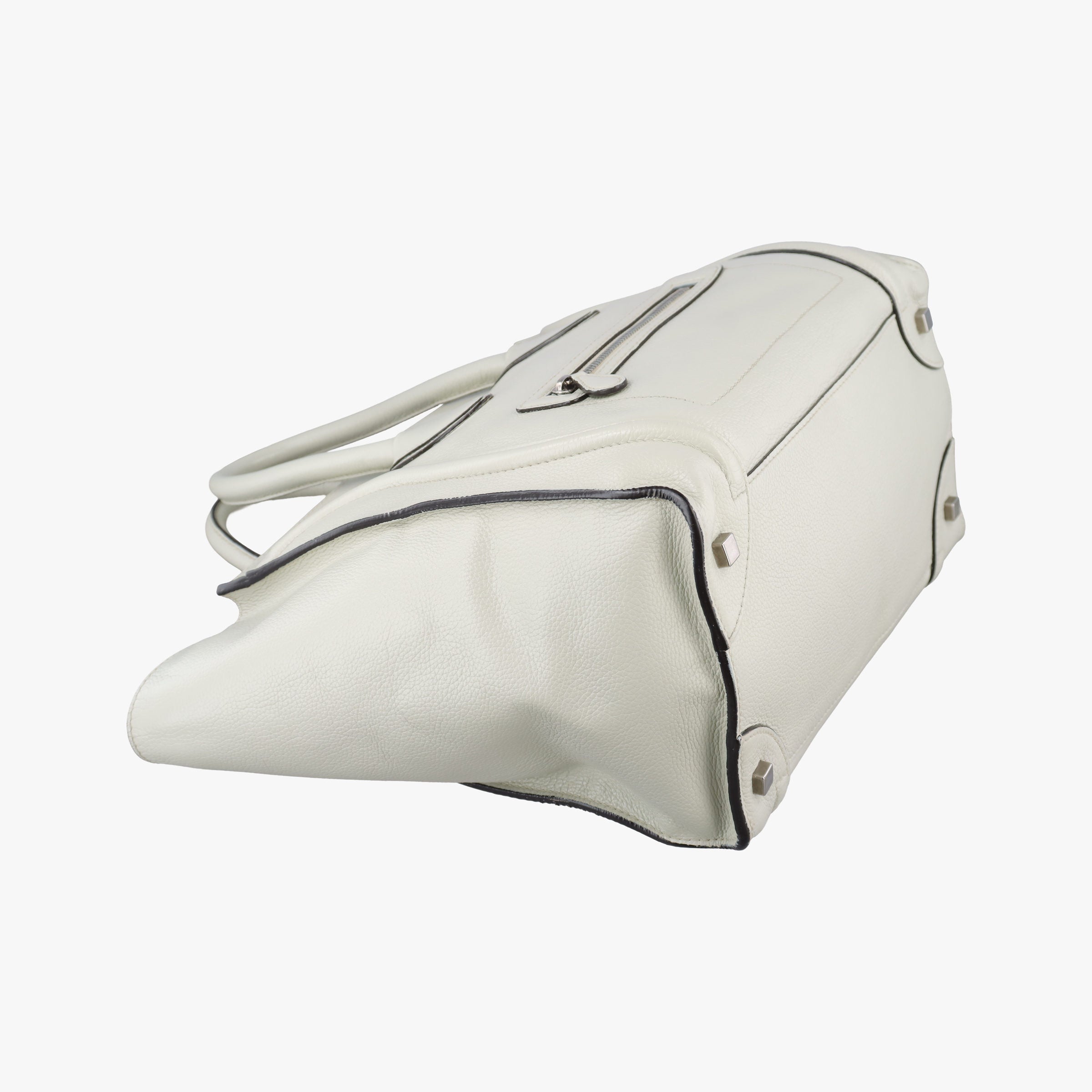 Vintage Celine Luggage Mini Shopper Light Gray Leather  handbag | stylenewstar
