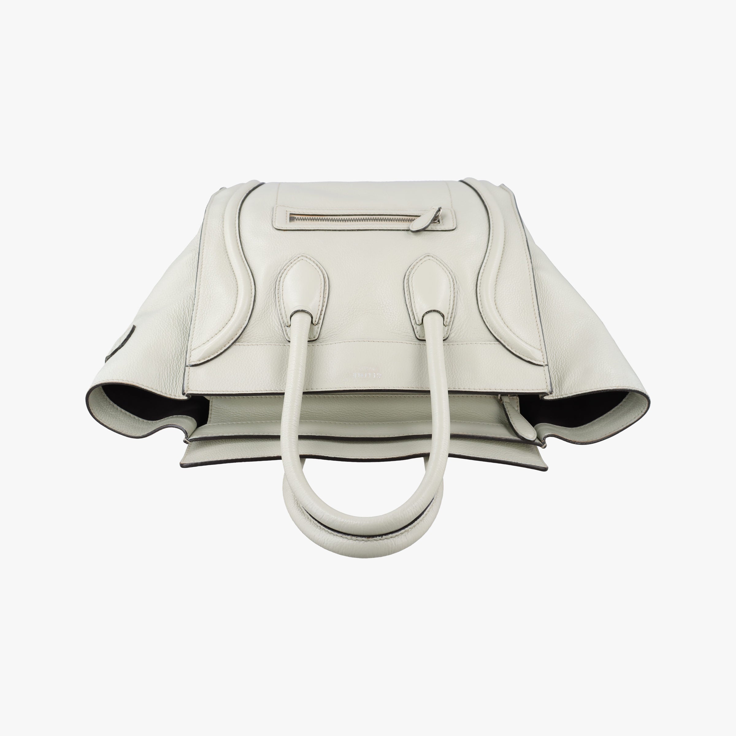 Vintage Celine Luggage Mini Shopper Light Gray Leather  handbag | stylenewstar